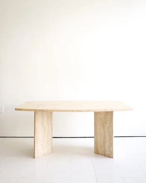 MID CENTURY ITALIAN TRAVERTINE TABLE