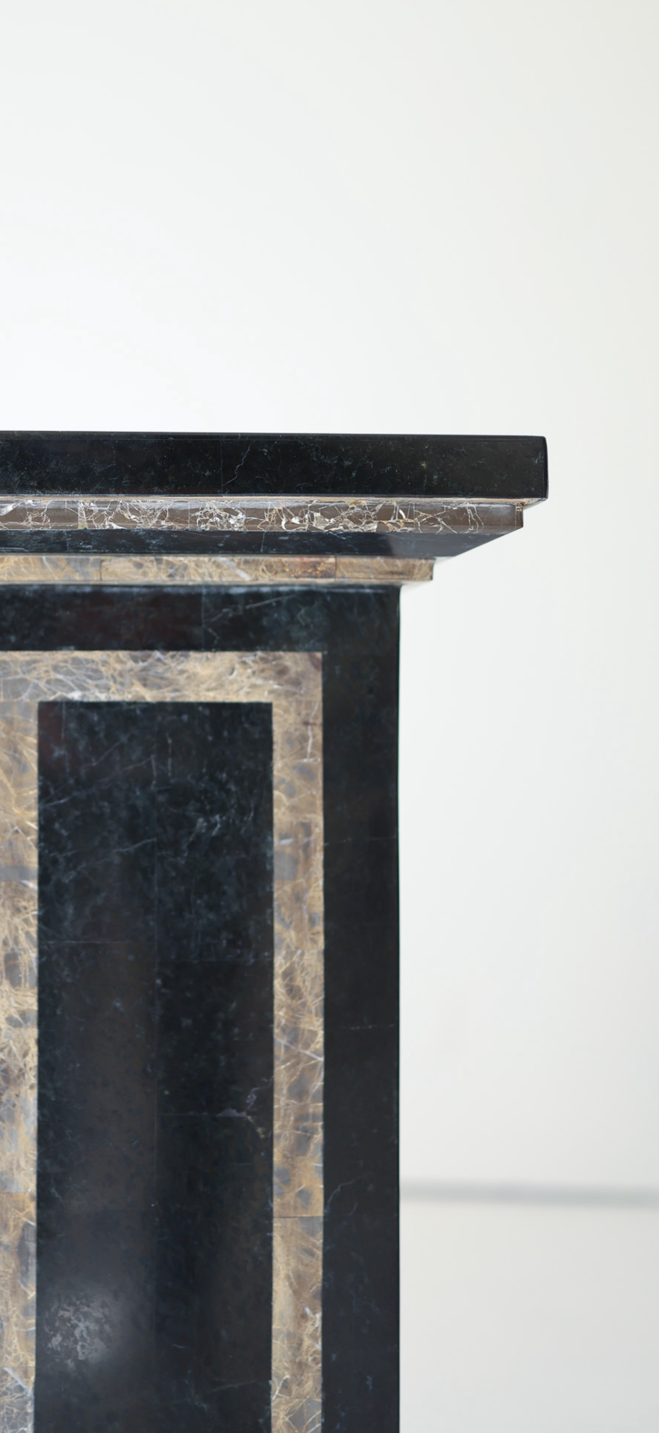 MIDCENTURY TESSELLATED BLACK MARBLE PEDESTAL