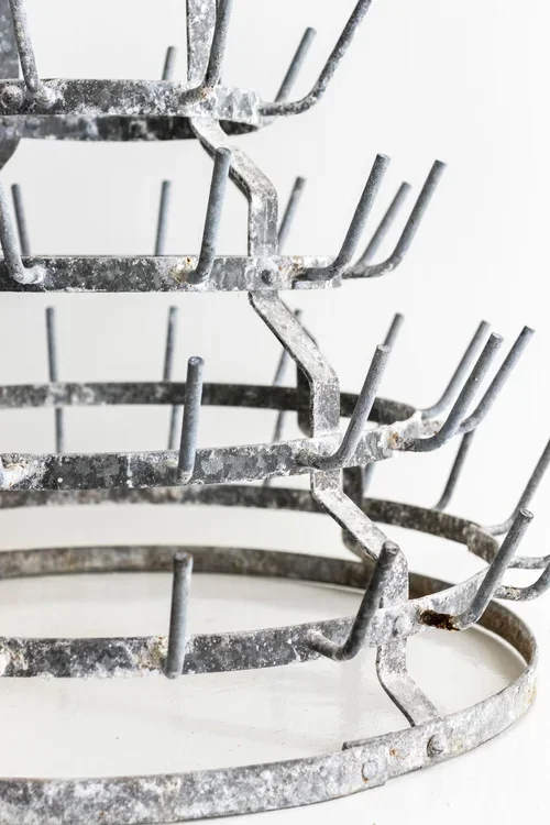 ANTIQUE ZINC BOTTLE DRYING RACK