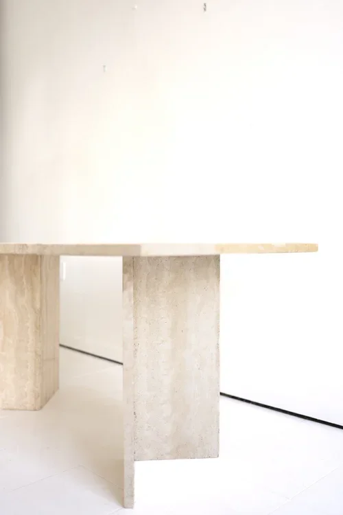 MID CENTURY ITALIAN TRAVERTINE TABLE