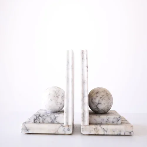 MIDCENTURY MARBLE SPHERE BOOKENDS (PAIR)