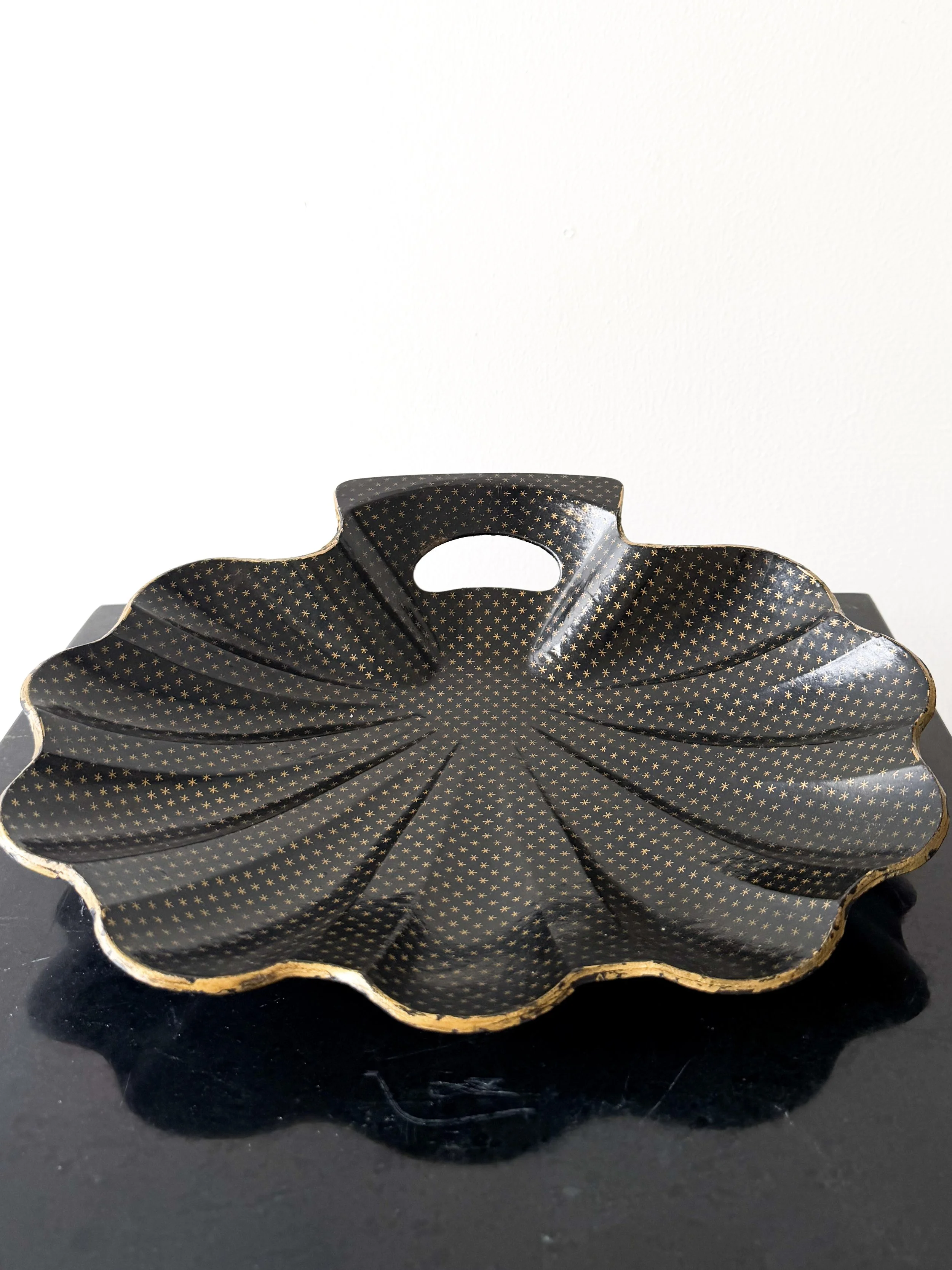 Midcentury Black Paper Mache Tray; France - circa 1960