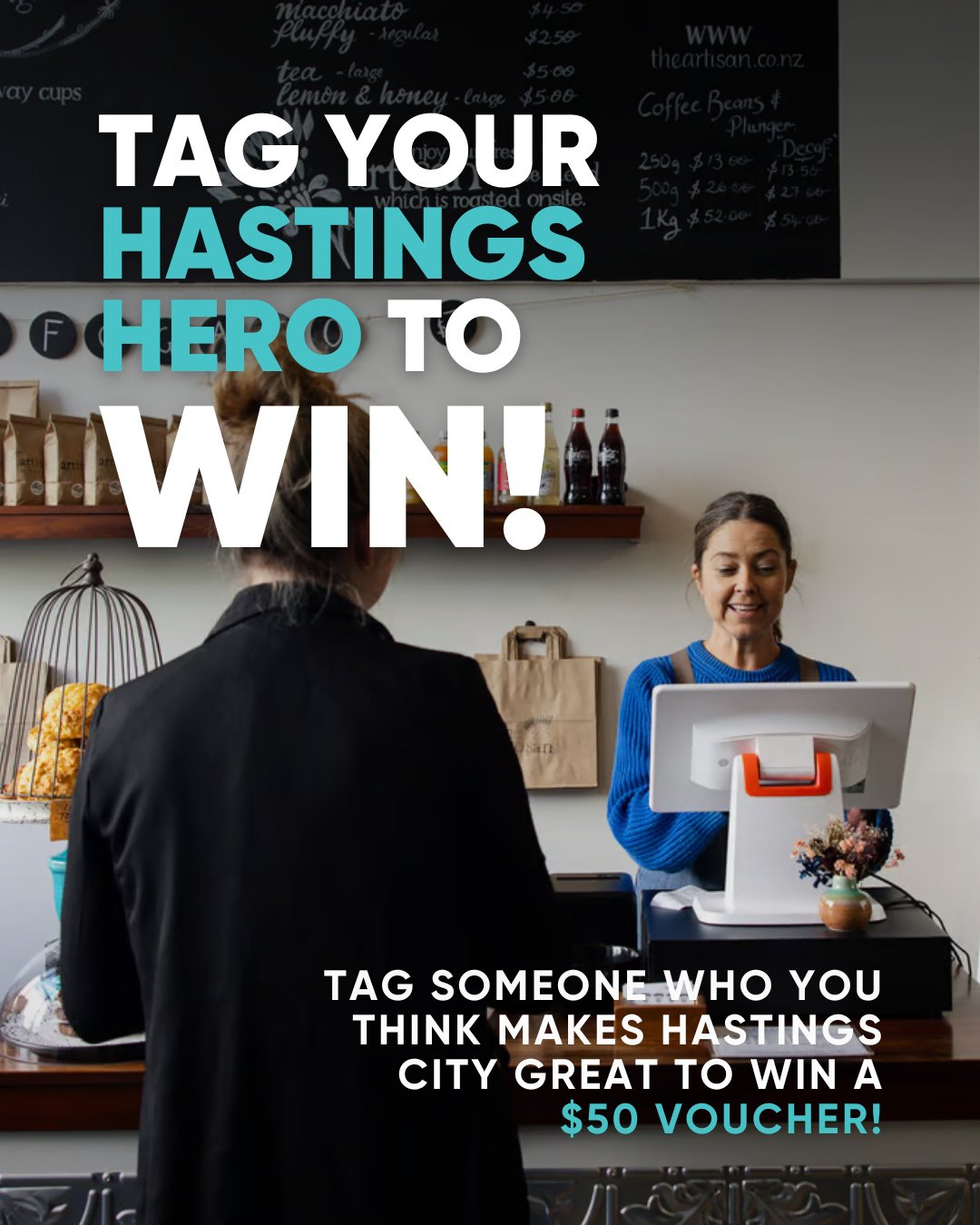 It&rsquo;s not over yet&hellip; we&rsquo;ve still got prizes to give away! 💥⁠
⁠
You know the drill: tag your Hastings hero and WIN. 💛⁠
⁠
Know a local legend in the CBD? Maybe it&rsquo;s your go-to barista, florist, a friendly receptionist, the chef
