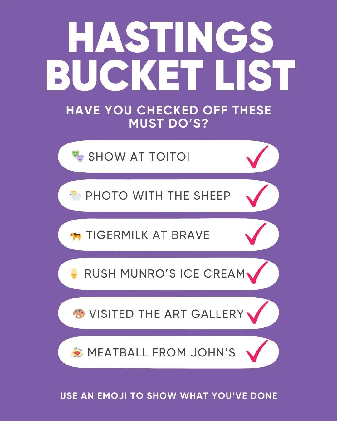 How many of these local must-dos have you ticked off?

Hastings is full of iconic spots and places to visit. These aren&rsquo;t just stops on a checklist, they&rsquo;re part of what makes Hastings special. 

What have you ticked off? Let us know in t