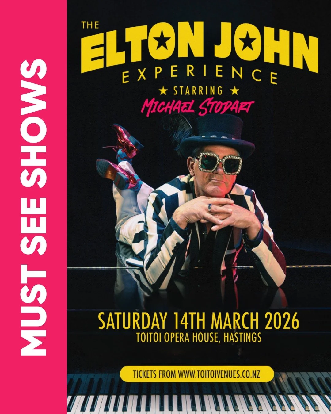 Prepare for a dazzling night of entertainment as "The Elton John Experience - starring Michael Stodart" continues its reign as New Zealand's No. 1 Elton John tribute show!

This spectacular showcase captures the very essence of Elton John's