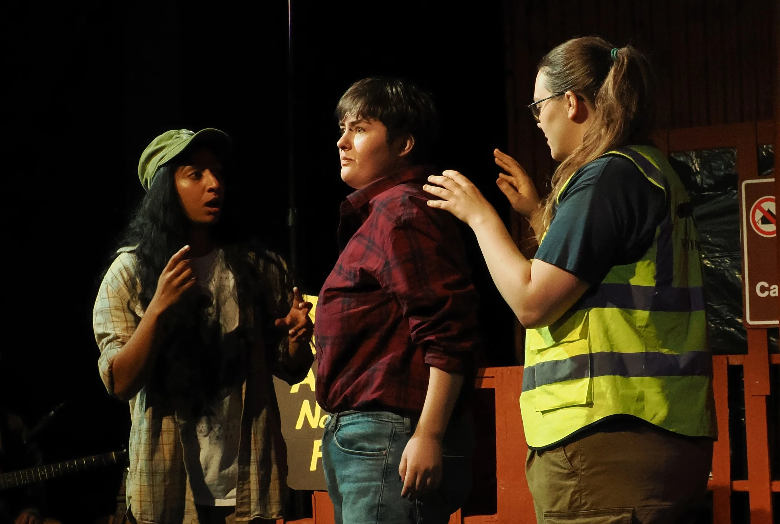 Ganymede (Quinn Trixx) finds themself unwillingly entangled in a love triangle with Silvius (Divya Pillai) and Phebe (Molly Buck).