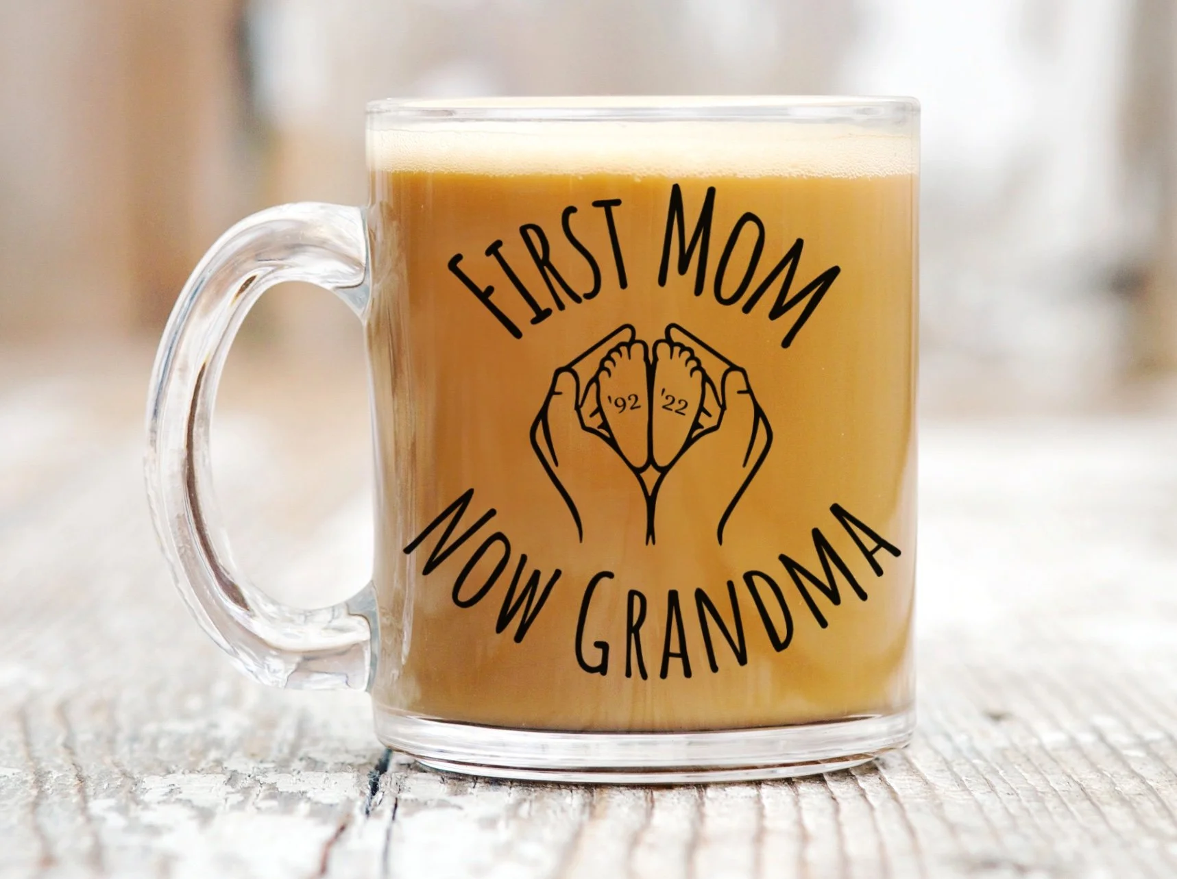 First Mom Now Grandma, Sweet Baby Feet Display The Dates