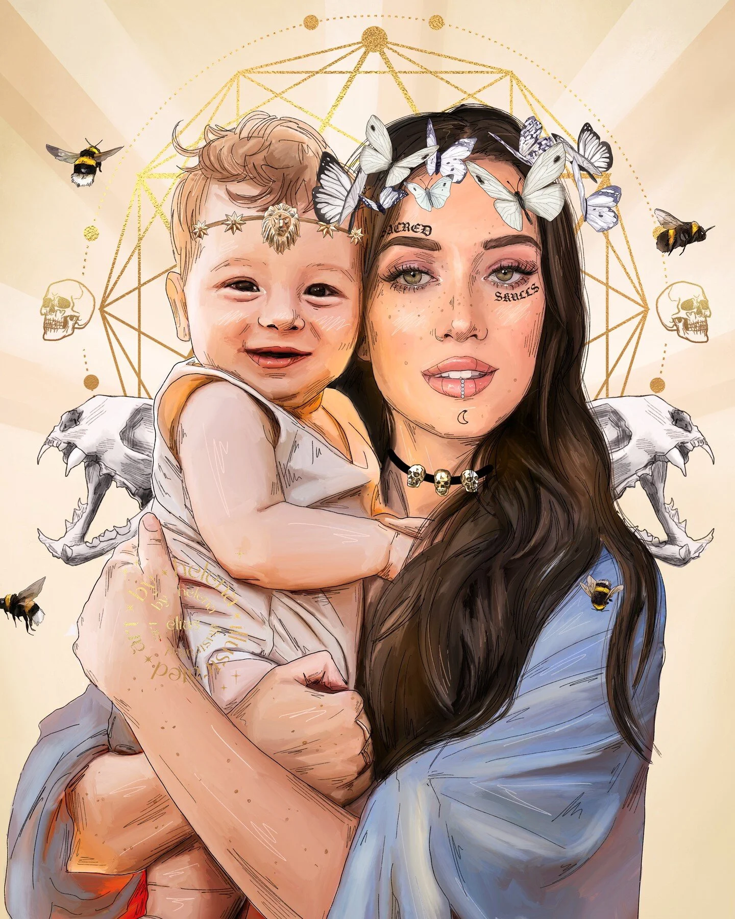 Next throwback artwork goes to this mother and son artwork of @jadelizroper from when we worked on the Sacred Skulls project together 🖤 such a lovely one to work on!