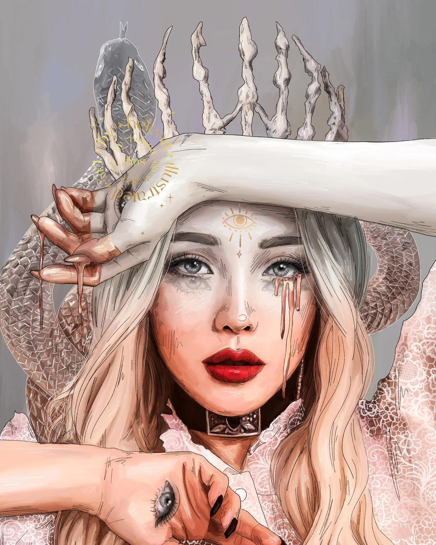Fun piece of @ponysmakeup from last year - the reference image was just way too good to pass up drawing my own version of it, she's such a babe 🖤

#ponysmakeup #witchart #magicalart #snakeart