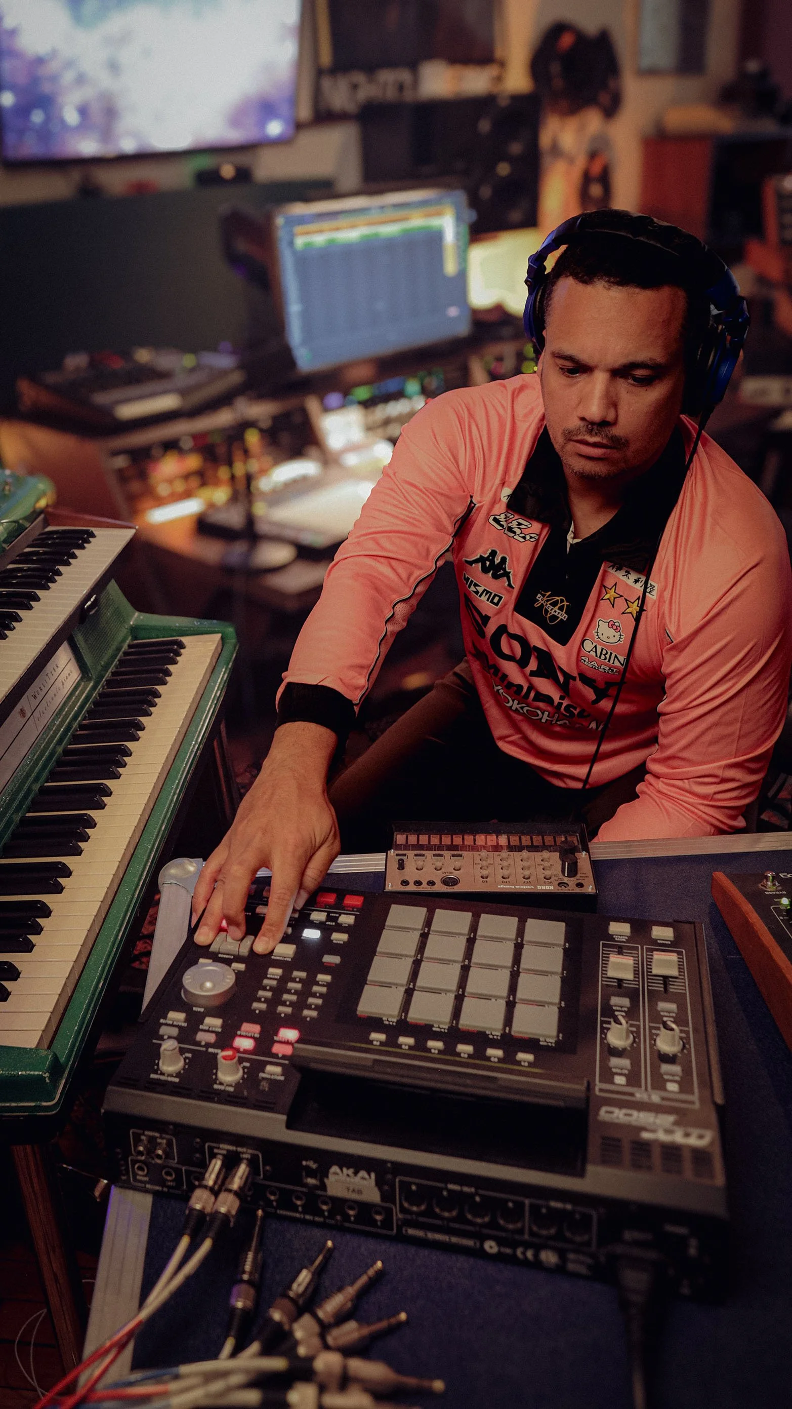 Music producer Chris Tabron in his Studio in Bushwick, Brooklyn.