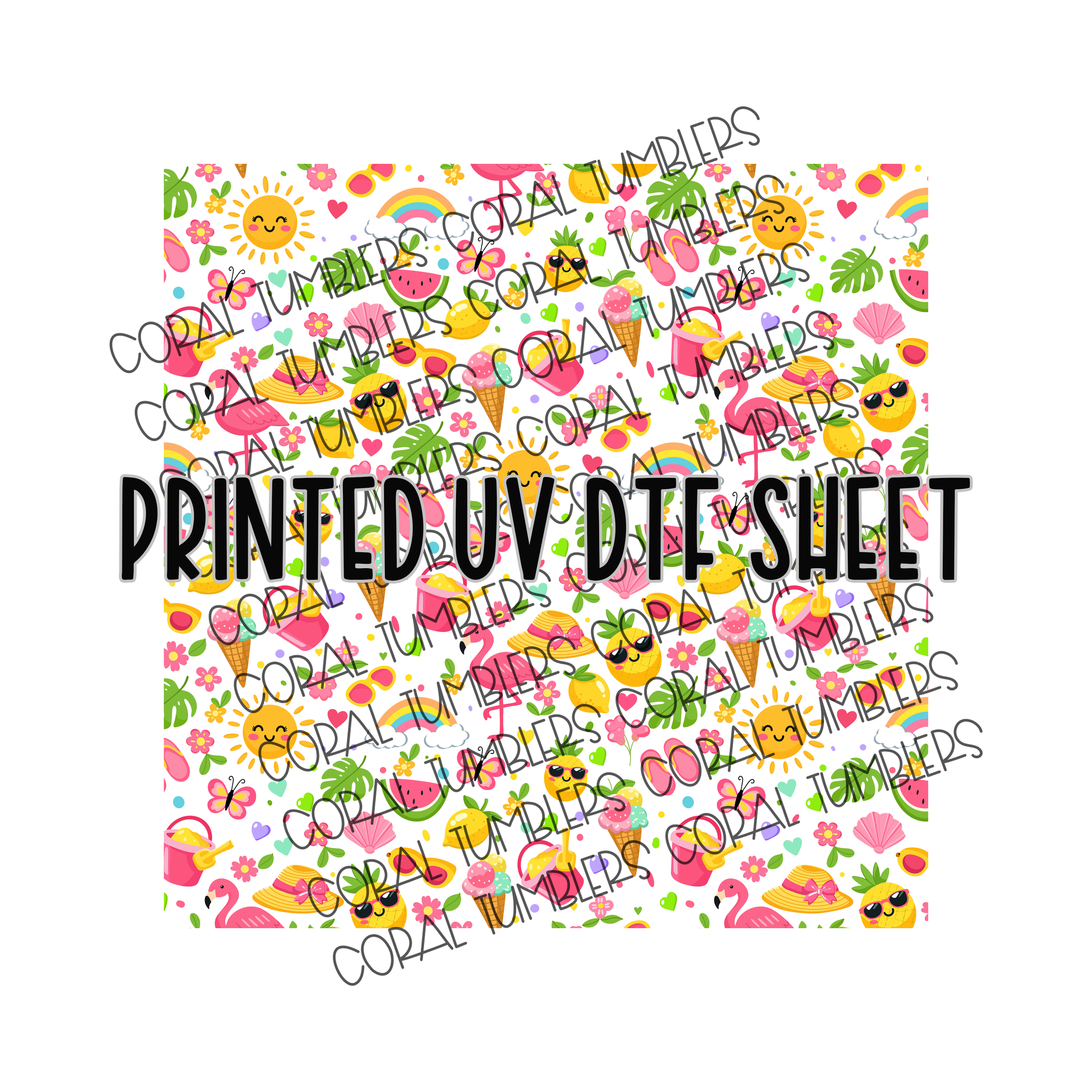 Tropical Flamingos UV DTF Sheet