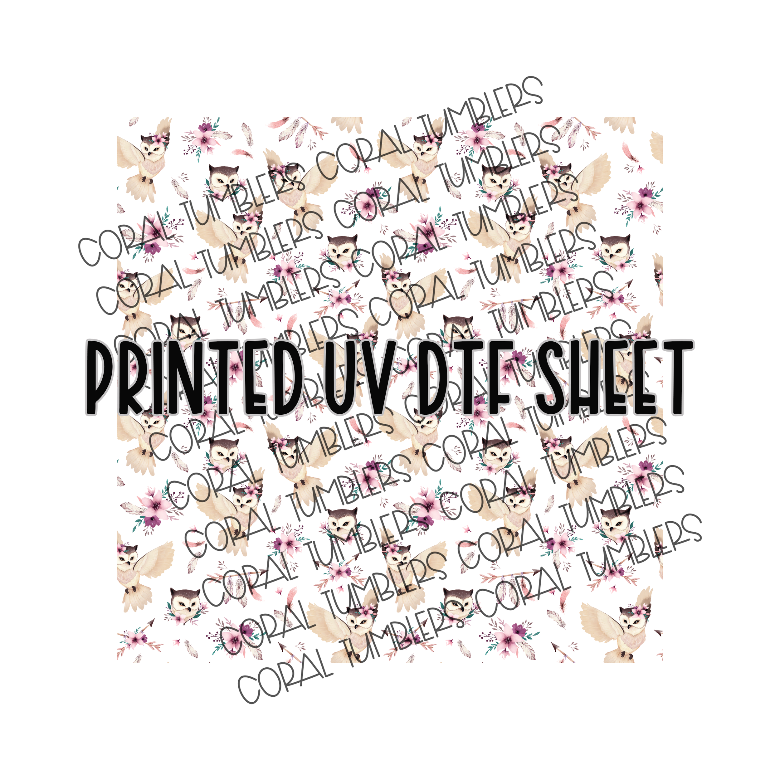 Boho Owl UV DTF Sheet
