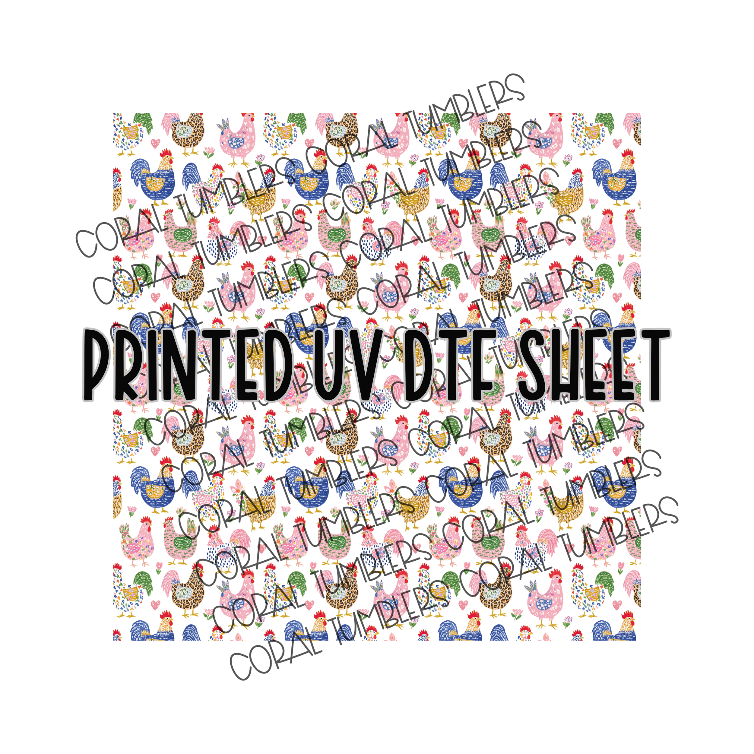 Fancy Chickens UV DTF Sheet