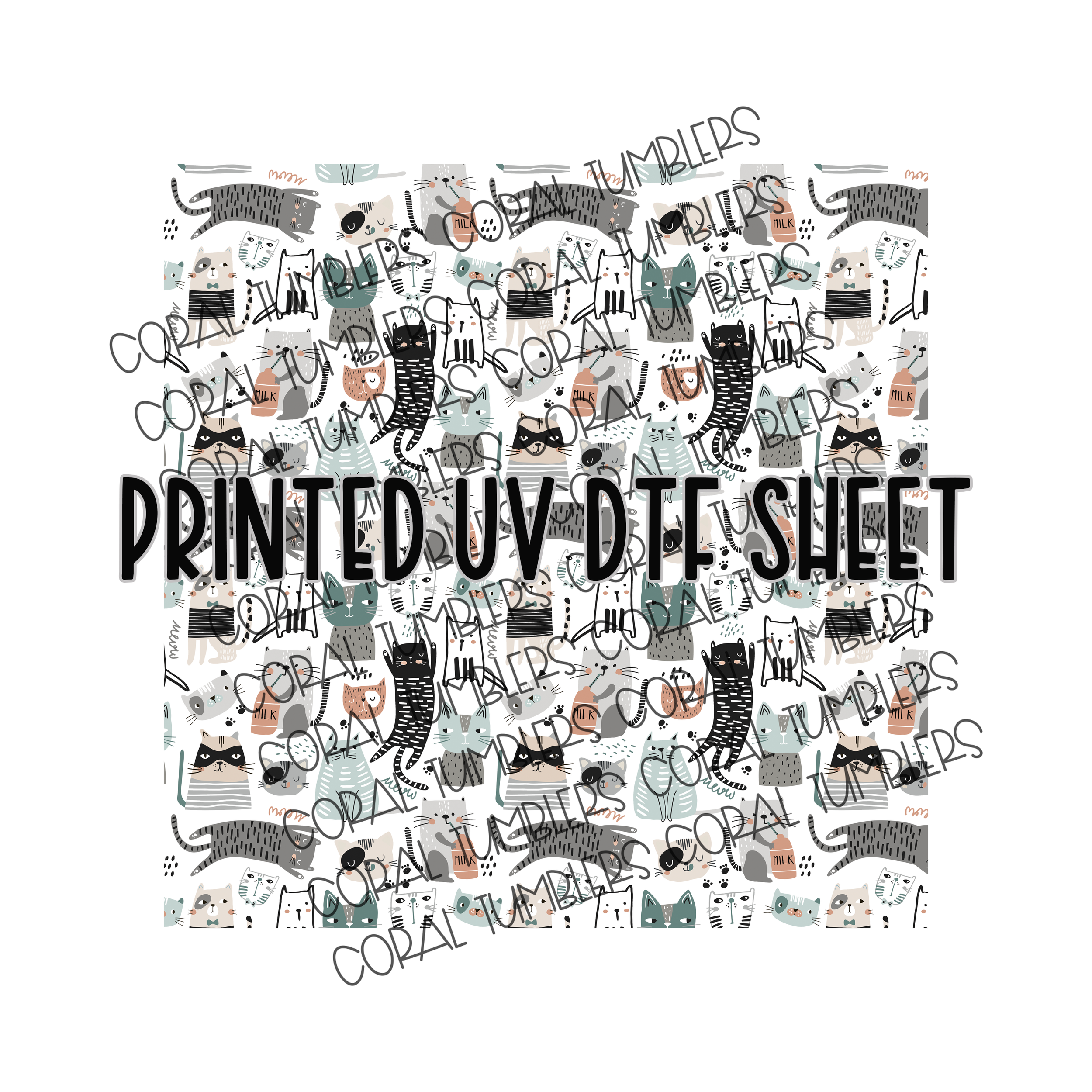 Crazy Cats UV DTF Sheet