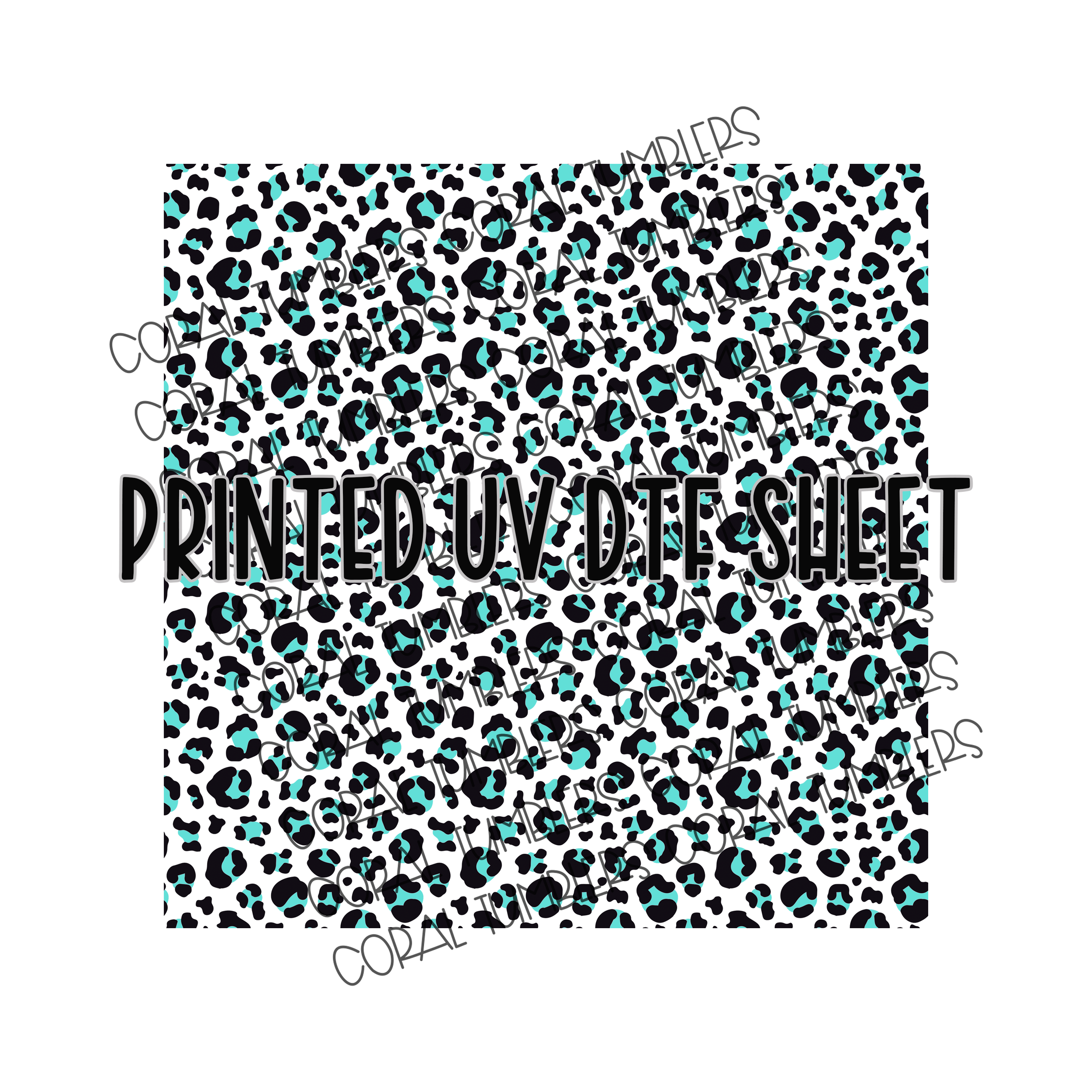 Leopard Teal UV DTF Sheet