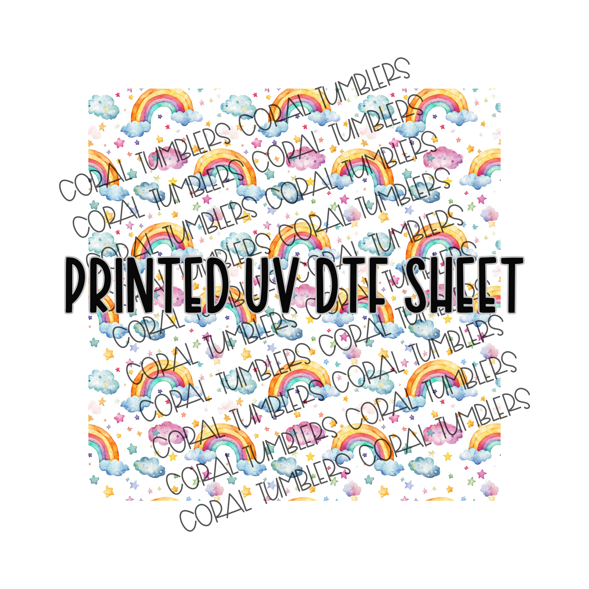Rainbow Watercolors UV DTF Sheet