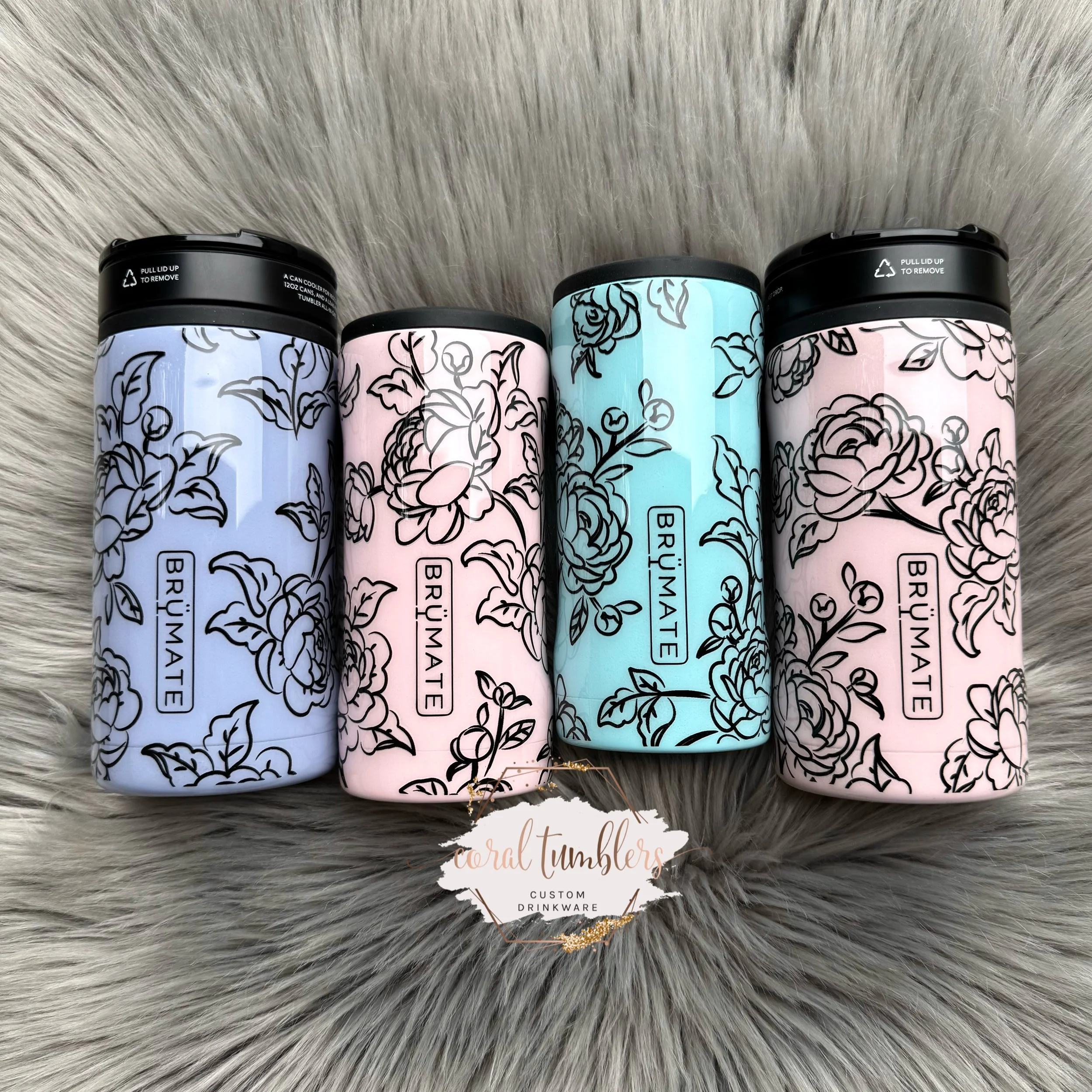 Black Floral Outline BruMate