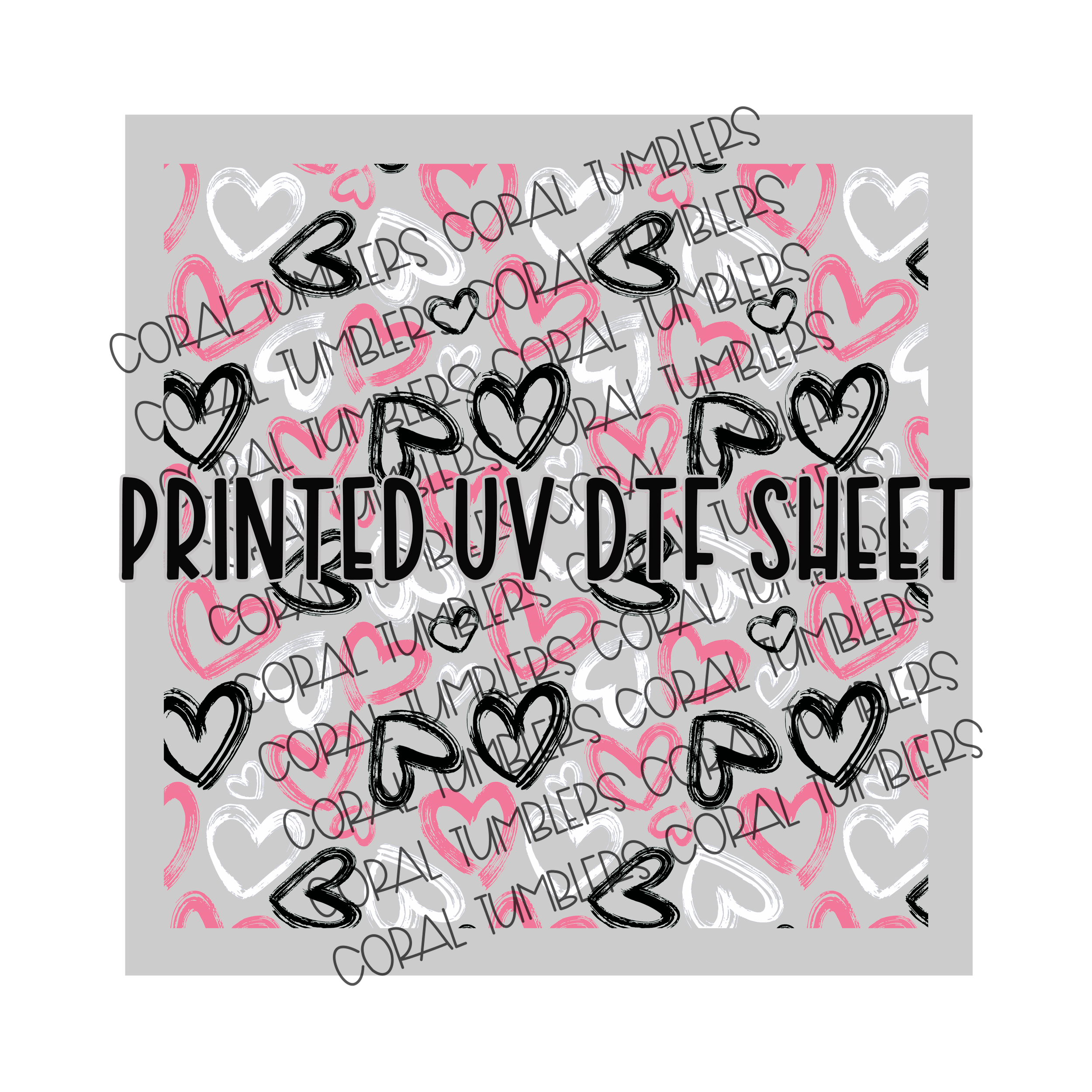 Scribble Hearts Black UV DTF Sheet