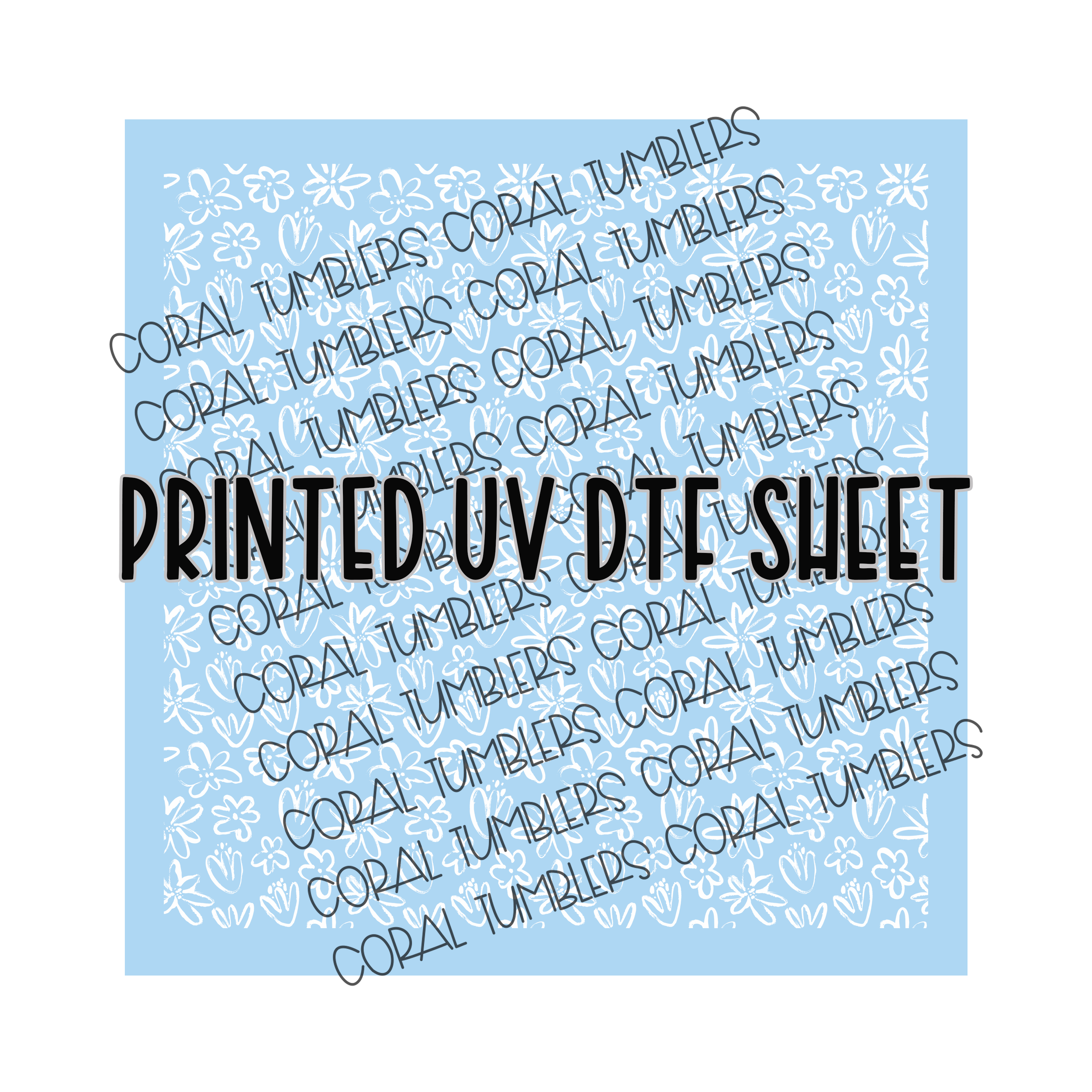 White Doodle Daisy UV DTF Sheet