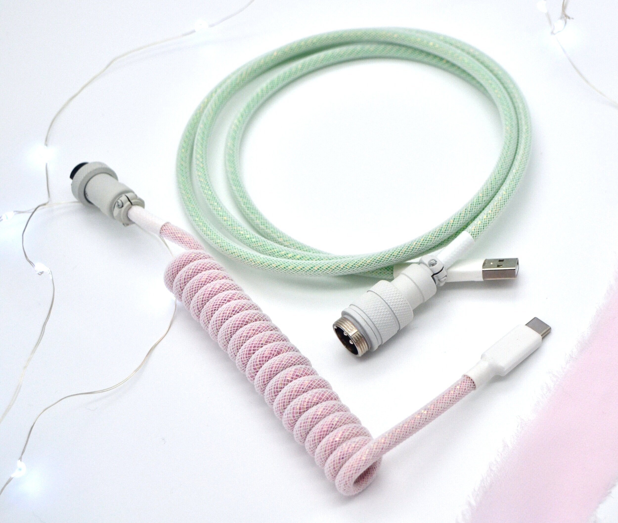 usb-c to usb-a / white shimmer aviator connector