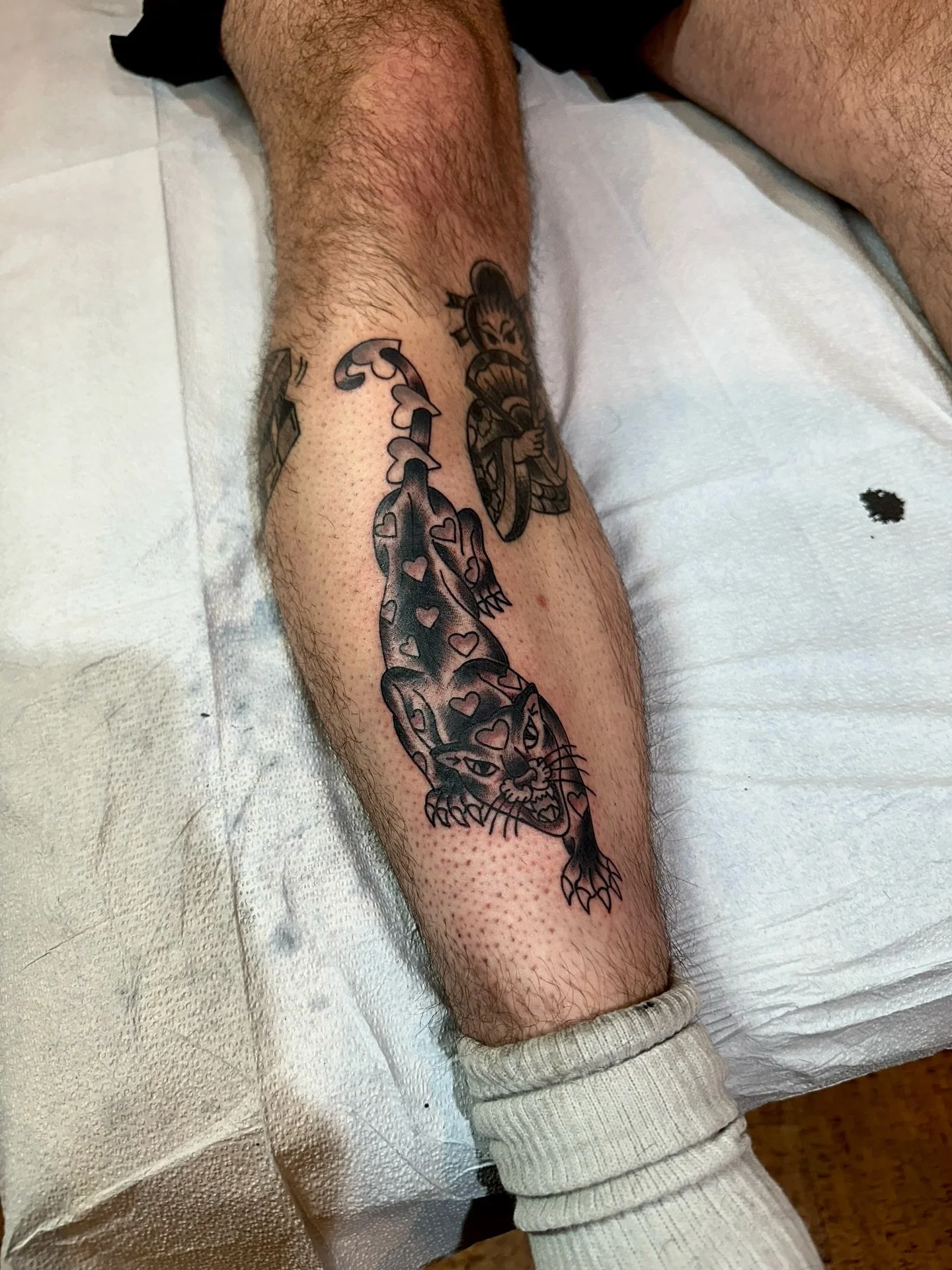 Black and grey heart panther done by @teddybtattoos
To schedule appointments with Teddy just head over to his page and send him a DM