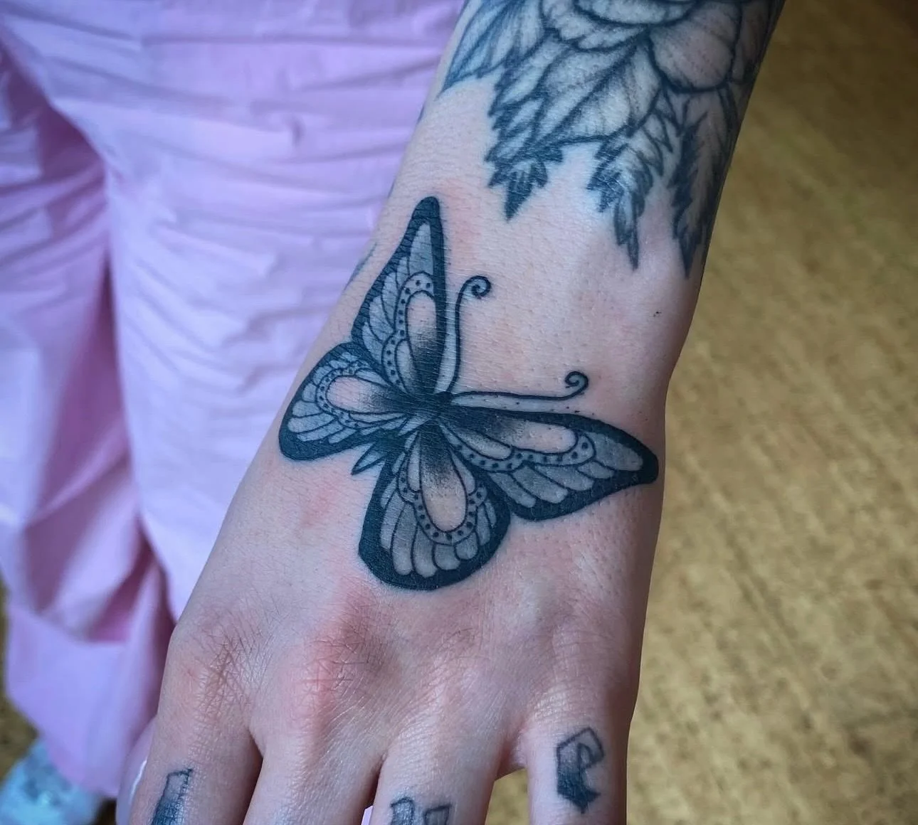 Butterfly on the hand done by @sarahhalltattoos 

Head over to Sarah&rsquo;s page and send her an email to get scheduled with her.