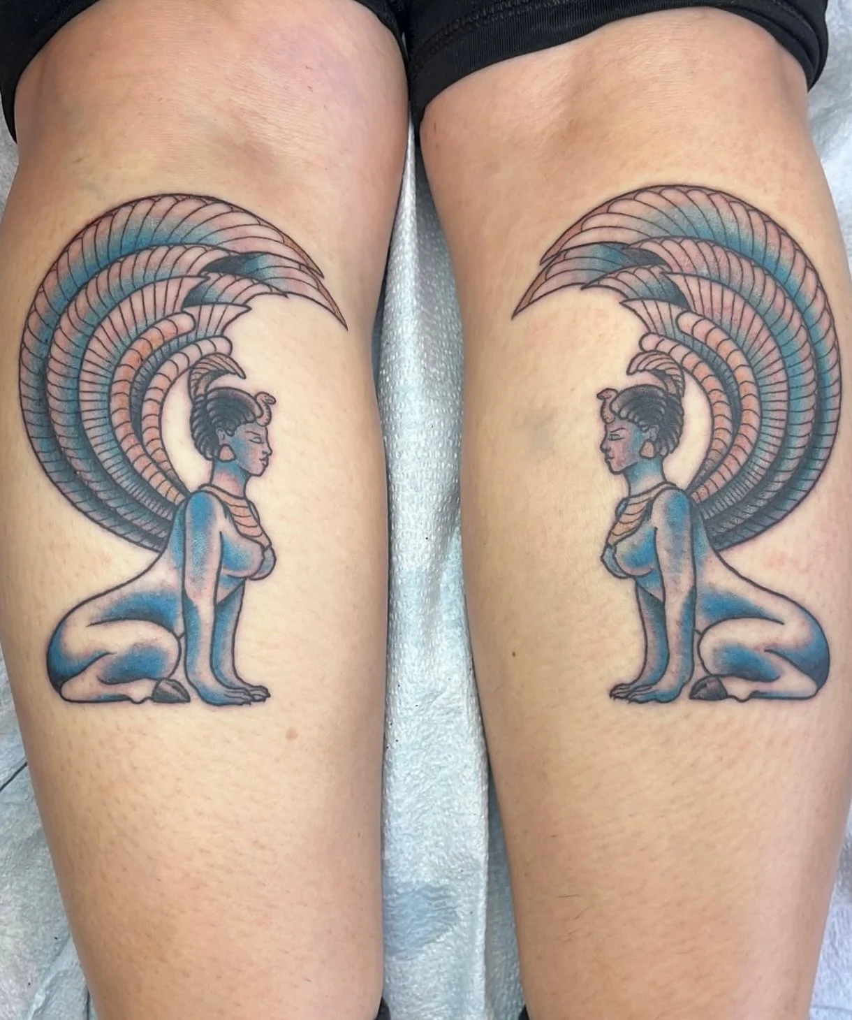 Sphinx guardians from The Never Ending Story done by @kimberteatro 

To schedule with Kimber head to her page and text the number in bio.