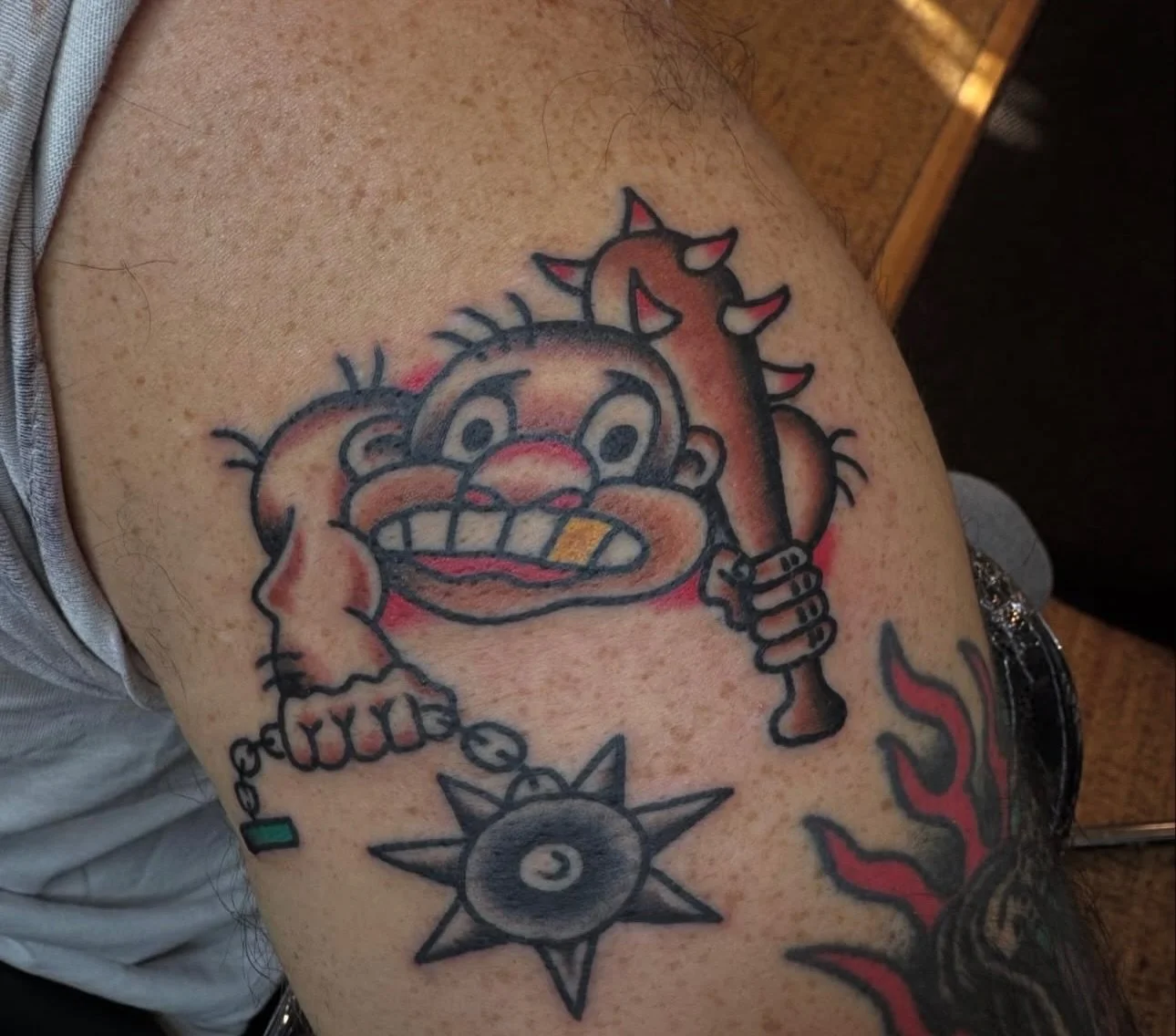 Little caveman dude done by @jimmi_damone_tattoos picked from his flash

To schedule with Jimmi head to his page and send him a DM