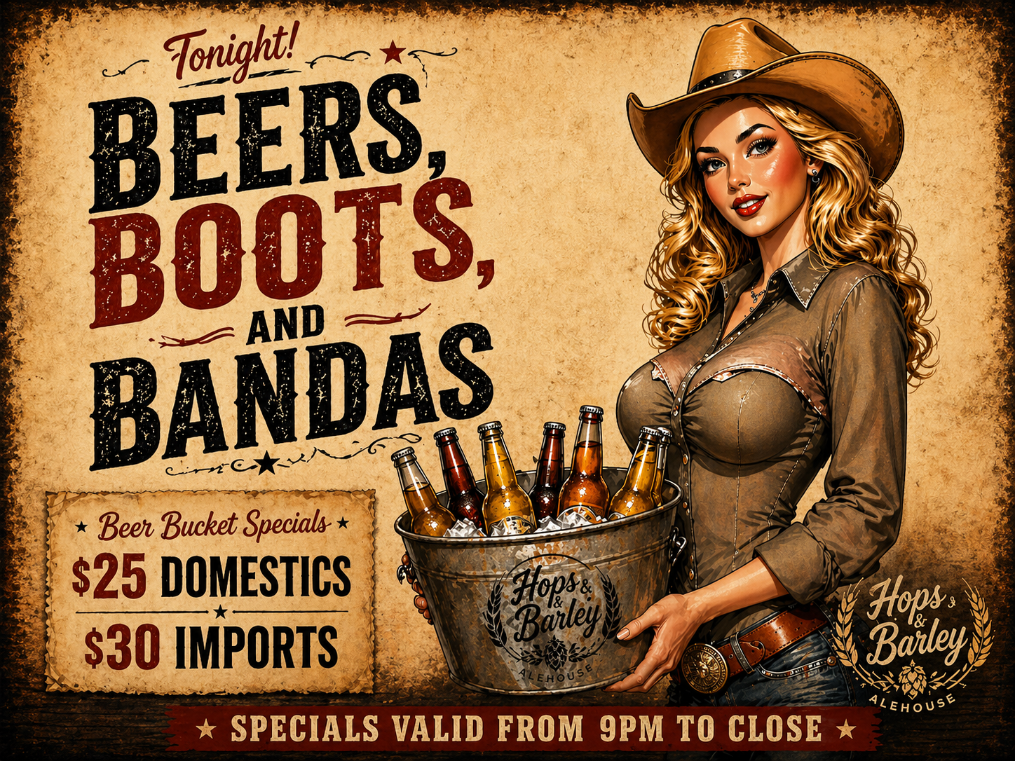 Beers, Boots, and Bandas Poster
