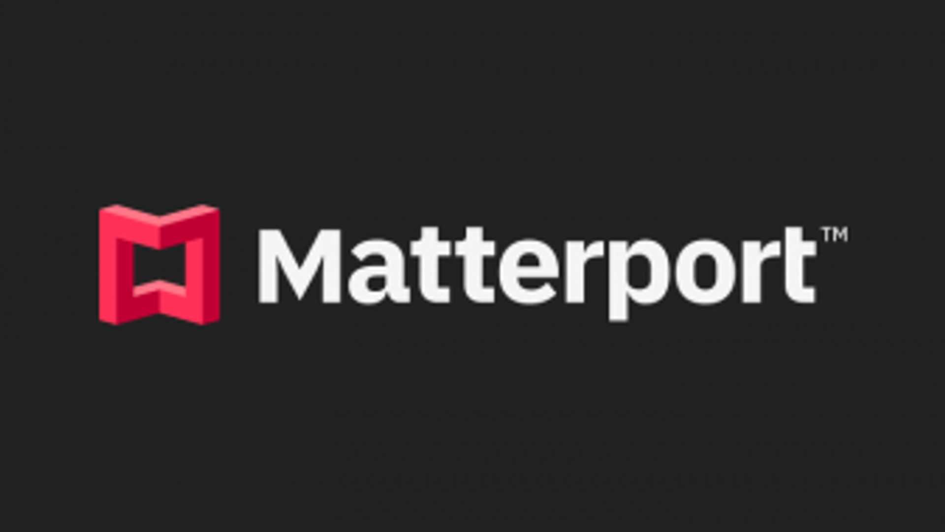 Matterport logo with a red 3D cube icon and the word 'Matterport' in white on a black background.
