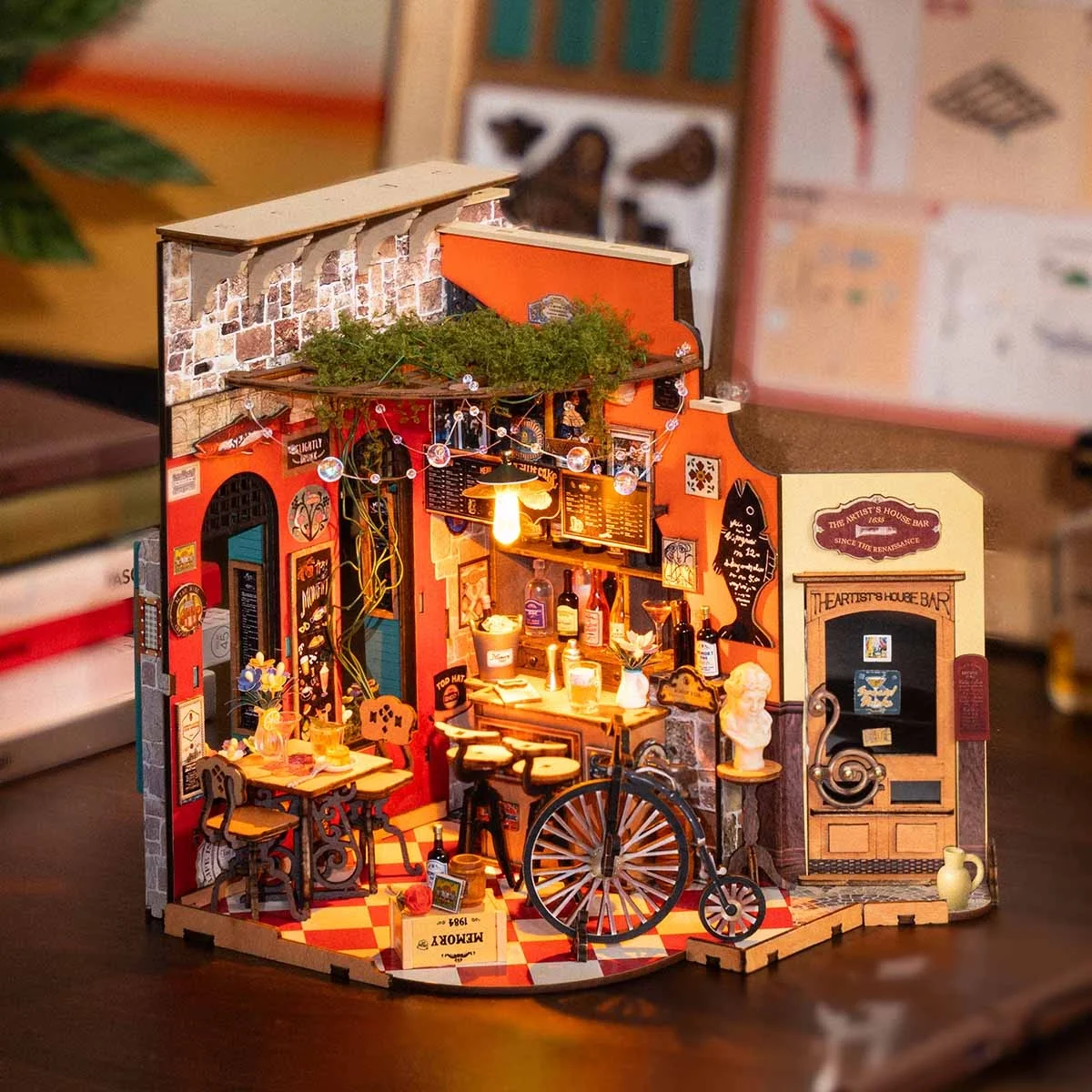 Rolife DG173 Cheers Bar & Dining Restaurant DIY Miniature Dollhouse Kit