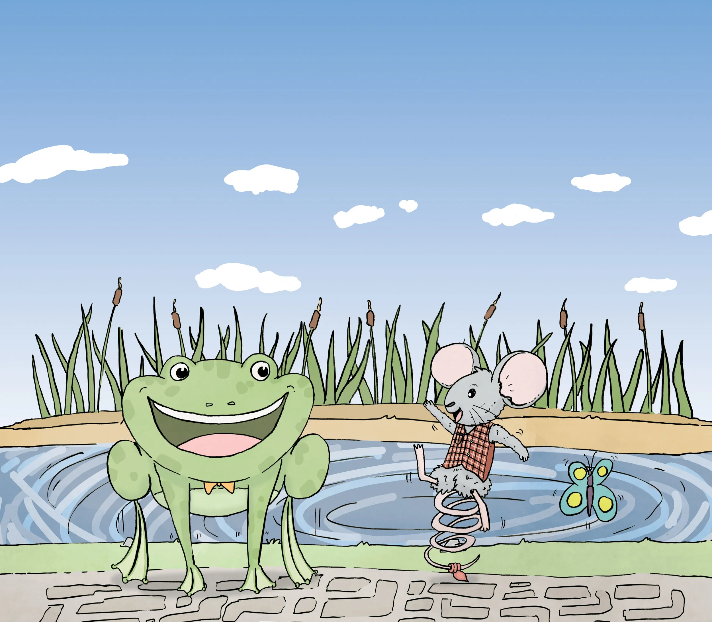 Toad and Mouse illustration from the Haggis MacDougall children's book. Edinburgh illustrator Graeme Clark aka Oldmangrey.