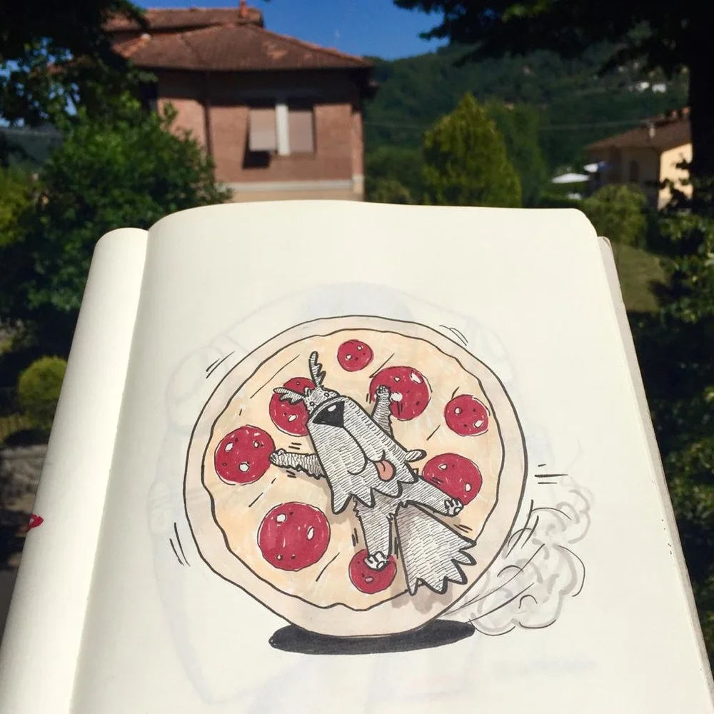 Pip the Dog on Pizza! 