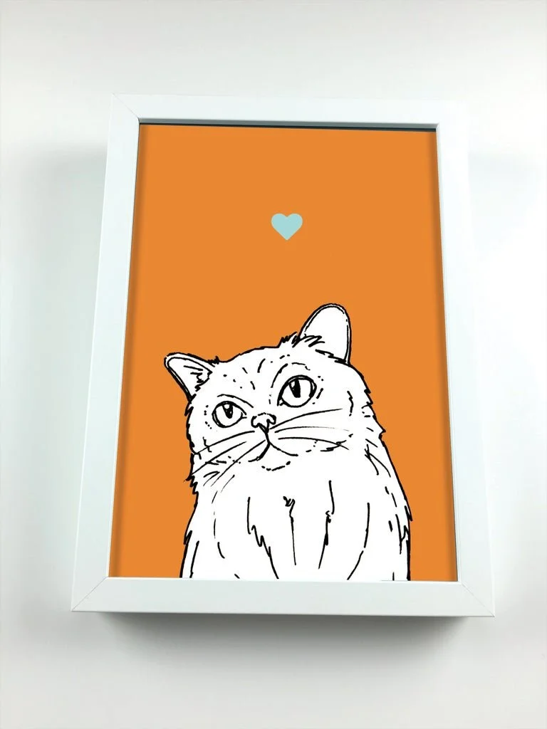 Fluffy Cat A4 Print