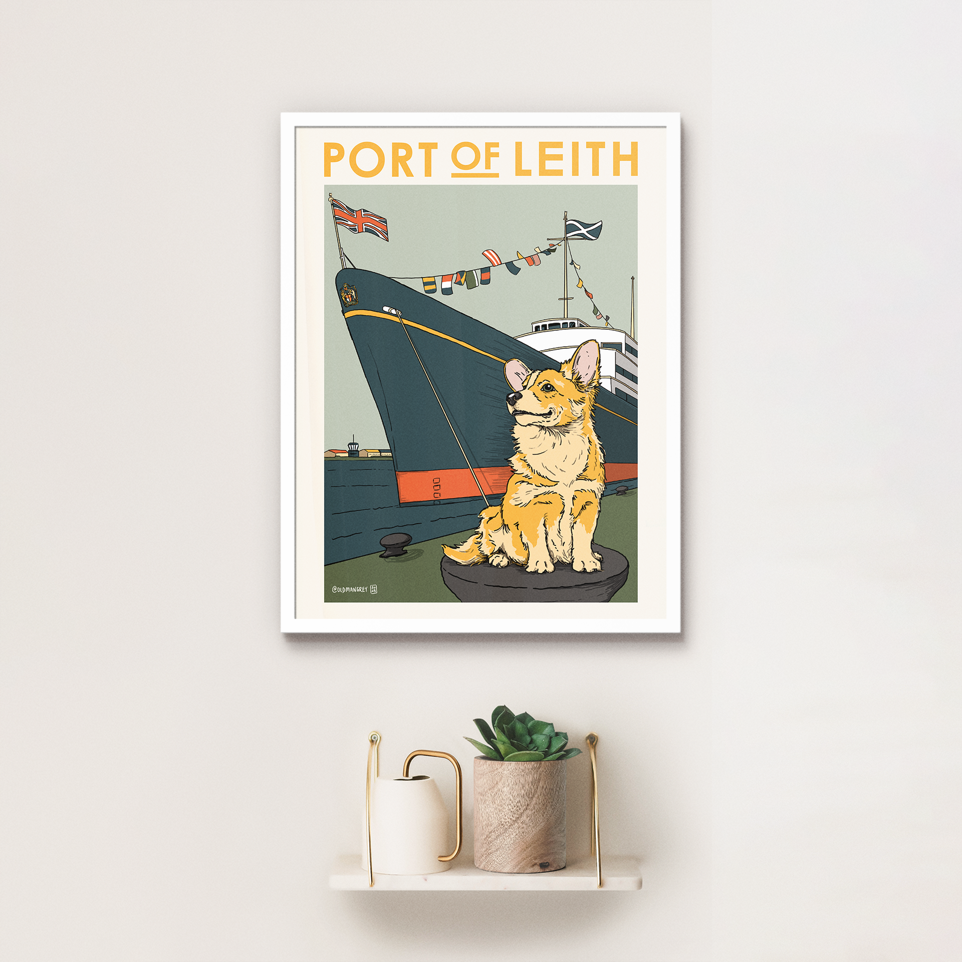 Corgi Port of Leith A4 Print