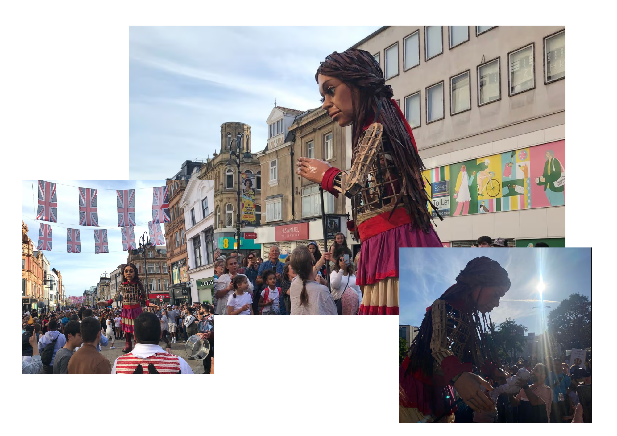 Little Amal's journey through Leeds City Centre. A shared public event animated by communities along its route.