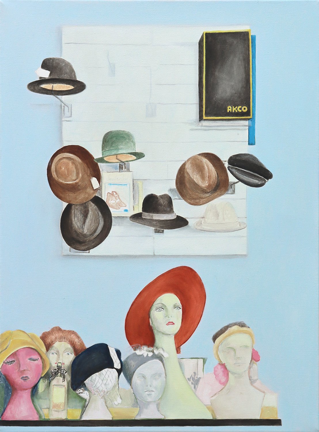 Hooks and ledge, oil on canvas, 61.5x46cm