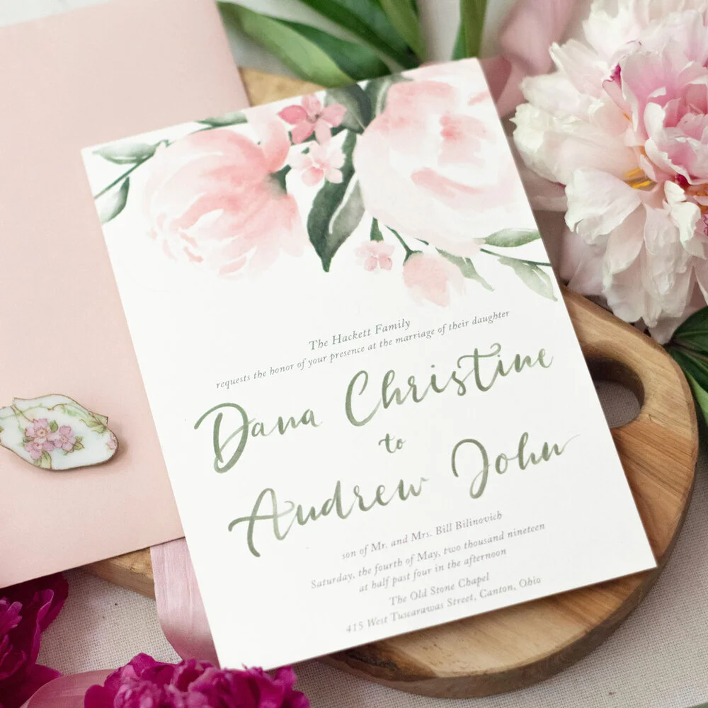 Peony Bliss Wedding Invitation | 2-piece Suite — Brittney Nichole