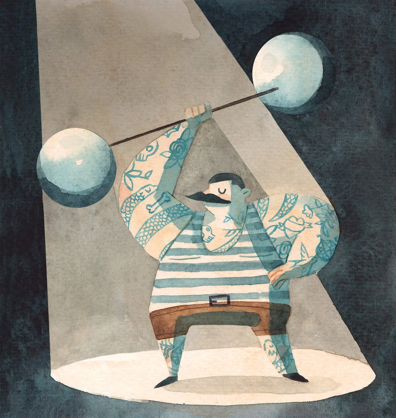 Strong man circus illustration