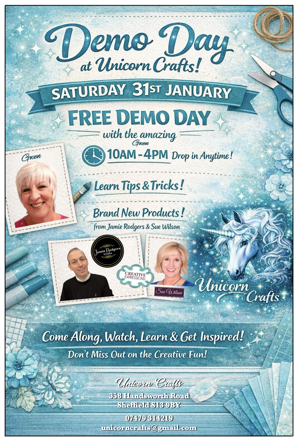 Turquoise hues creative expressions event poster - Saturday 31st January