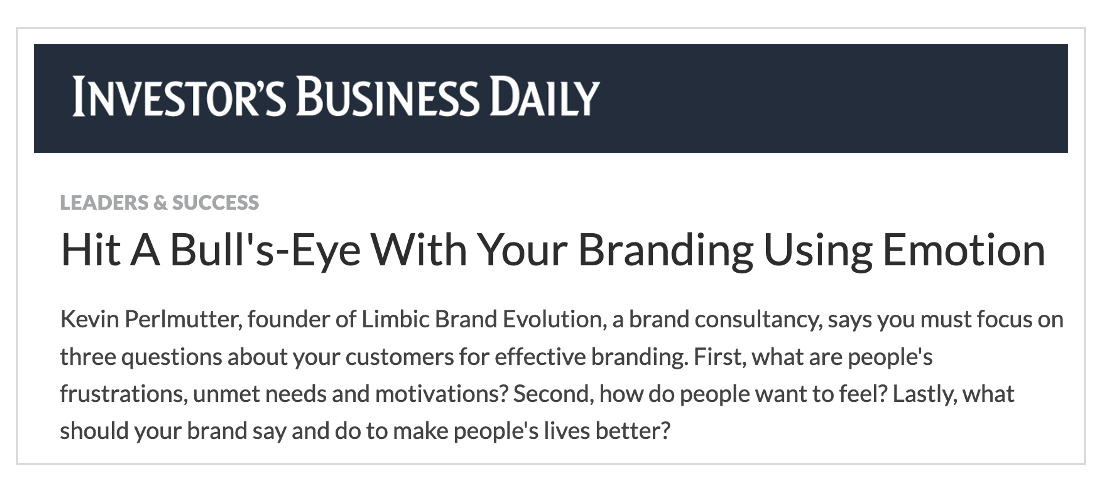Connecting Emotionally - Kevin Perlmutter - Investor's Business Daily