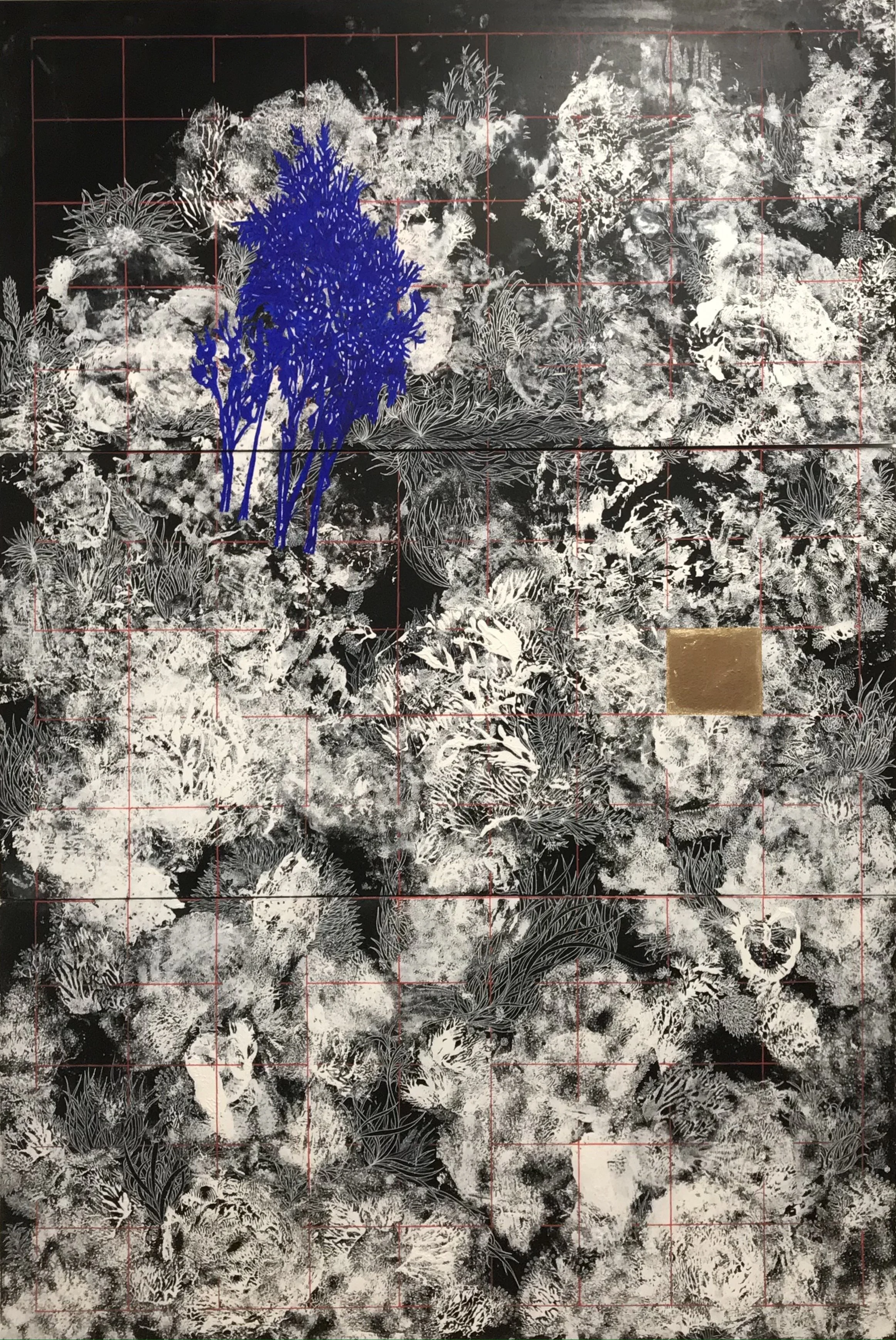 A glimpse of the desert fountain’
Acrylic and gold leaf on wood
180x120cm
2021