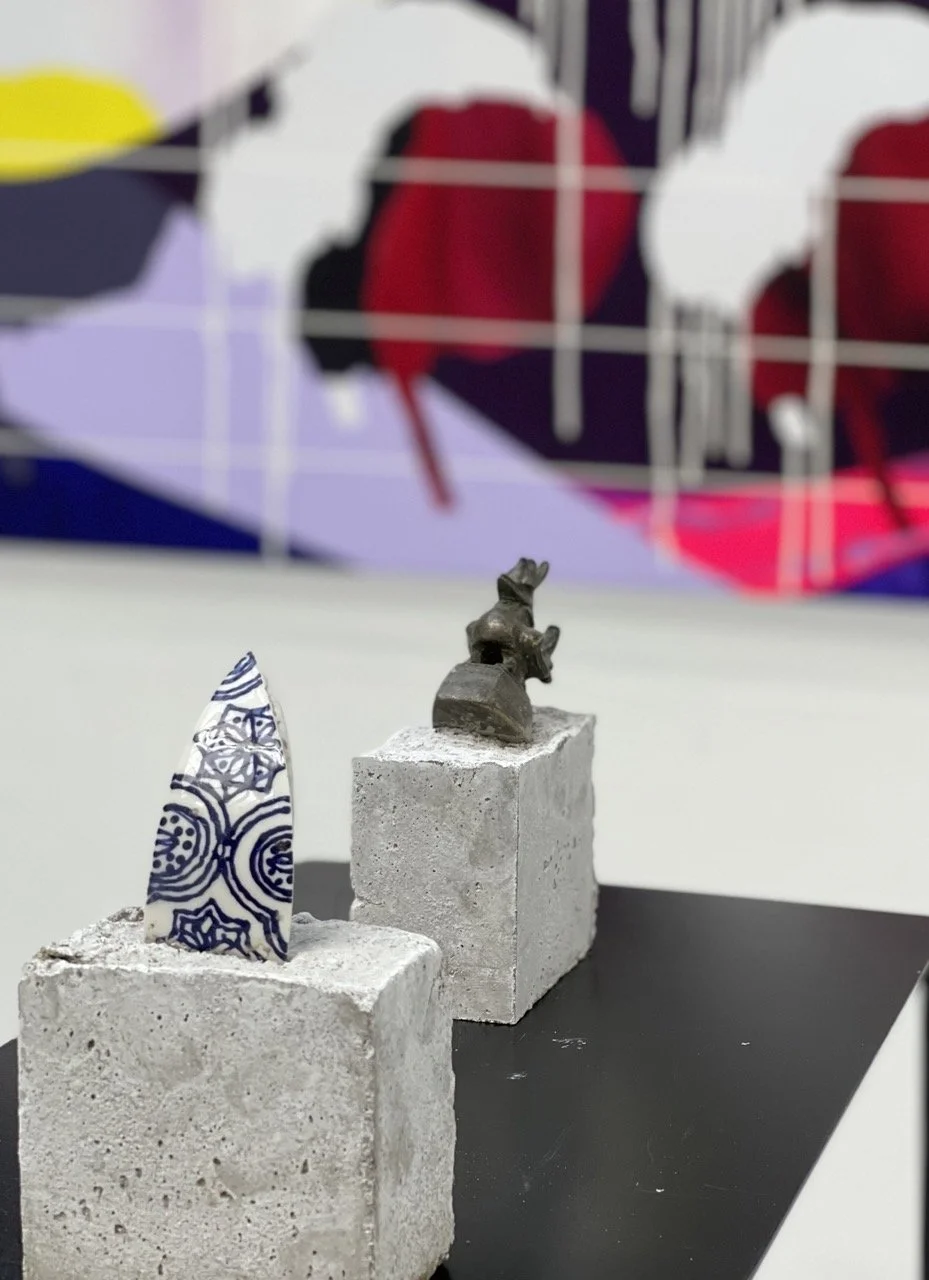 ‘Set in stone 01’ and 'not a hinta' 
Glazed stoneware ceramic and concrete’
2022