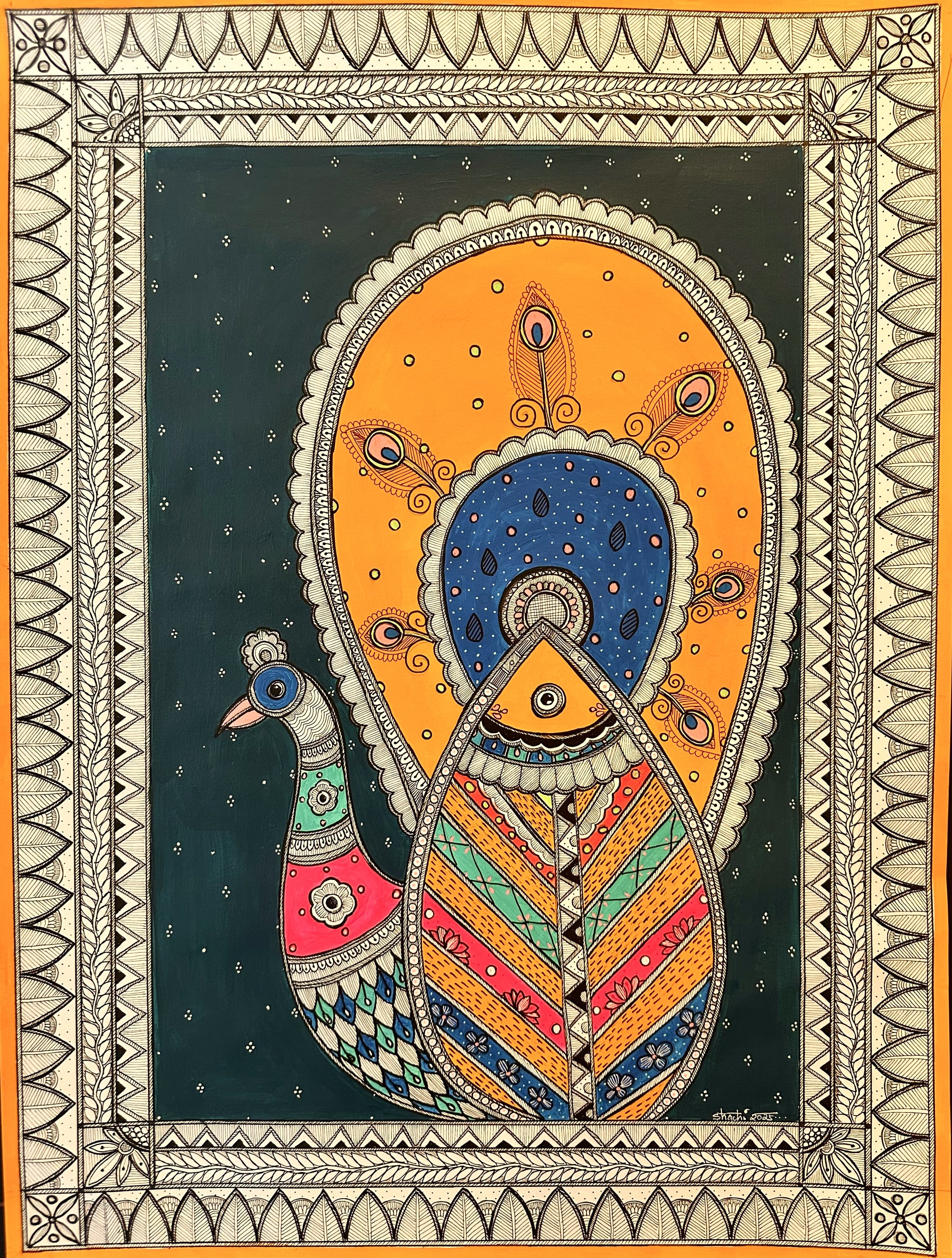 Madhubani Peacock Motif 101