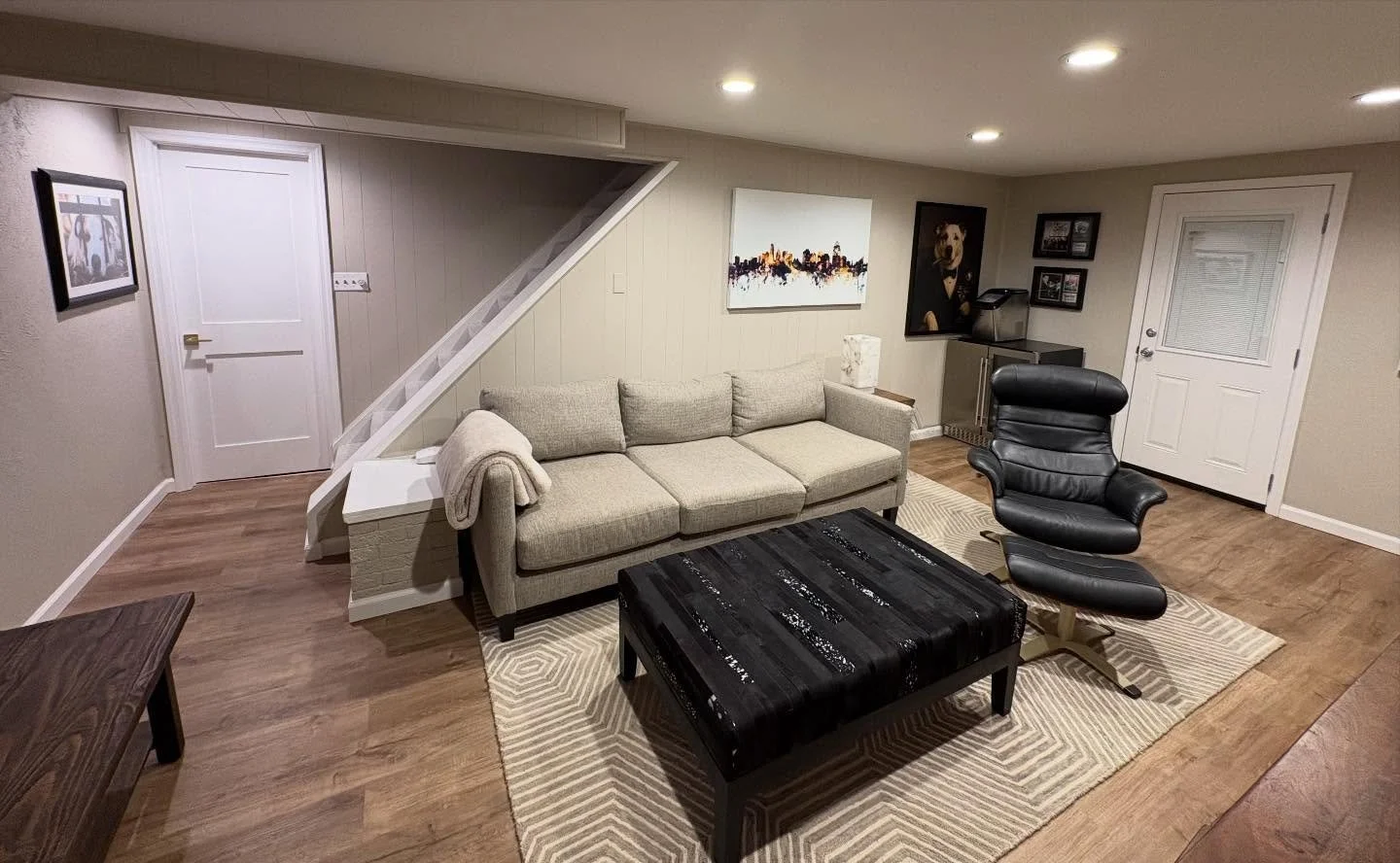 Our next ephup&hellip; Taking the semi-finished basement to a ~ man cave ~ !!! 🍻📺 This is when 2 people have a different definition of &ldquo;project scope.&rdquo; All Andy wanted for the man cave was a dart board and a TV. 🎯I wanted new floors, d