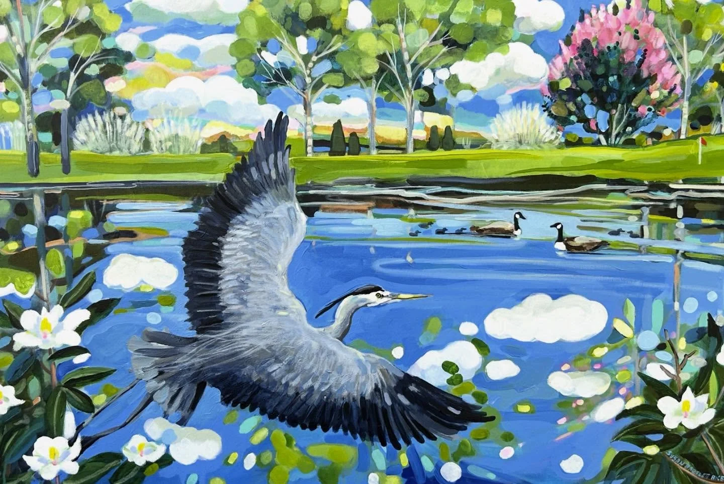 A final view of my heron painting as it takes off now to its new home in Tennessee. I&rsquo;ll miss having this one in the studio

Susan Bartlett Rice 
&ldquo;Good Day Blue Heron&rdquo;
40x60
Acrylic on canvas 
2025
Commission