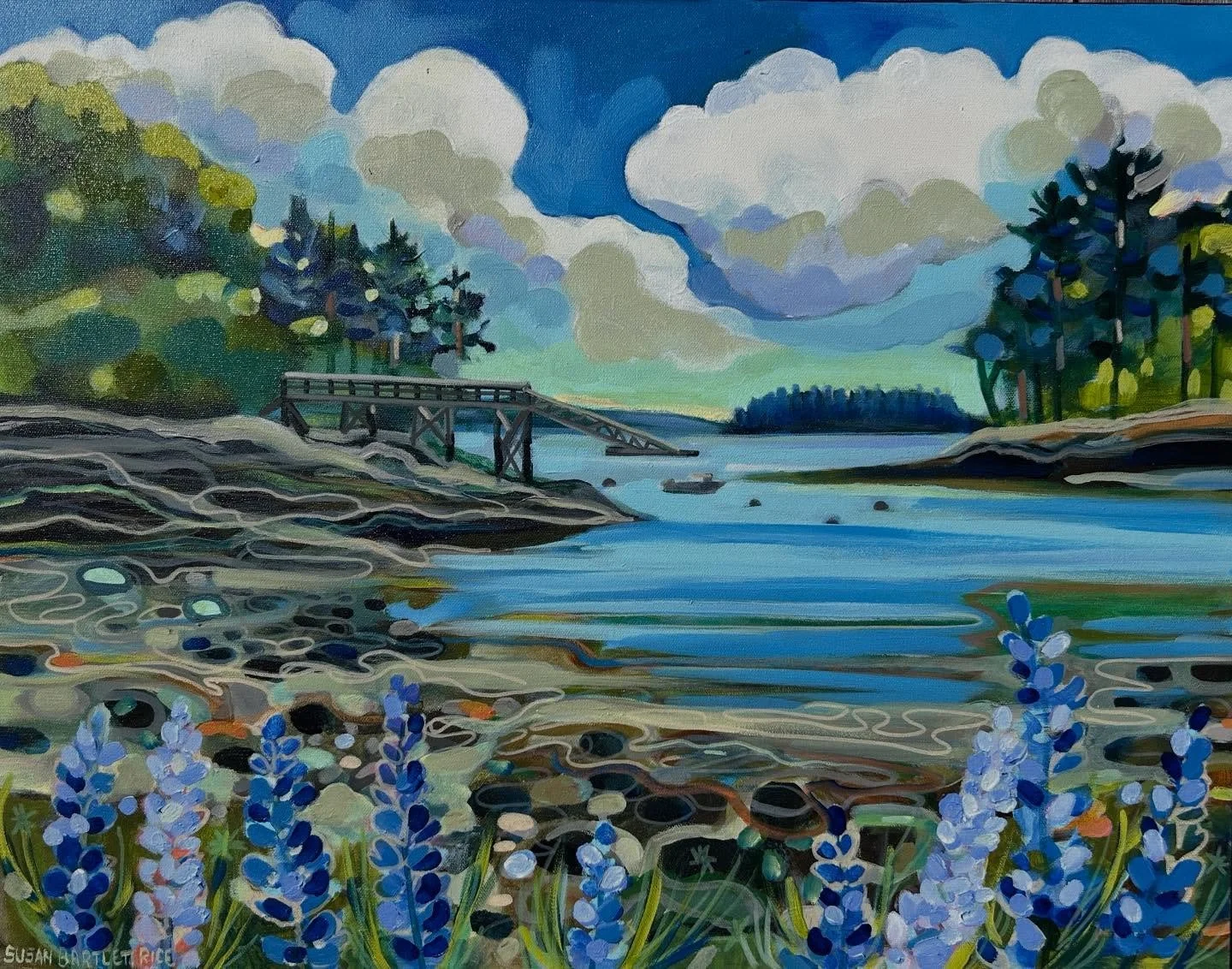 Susan Bartlett Rice 
&ldquo;King&rsquo;s Cove, South Bristol&rdquo;
Acrylic on canvas 
2025