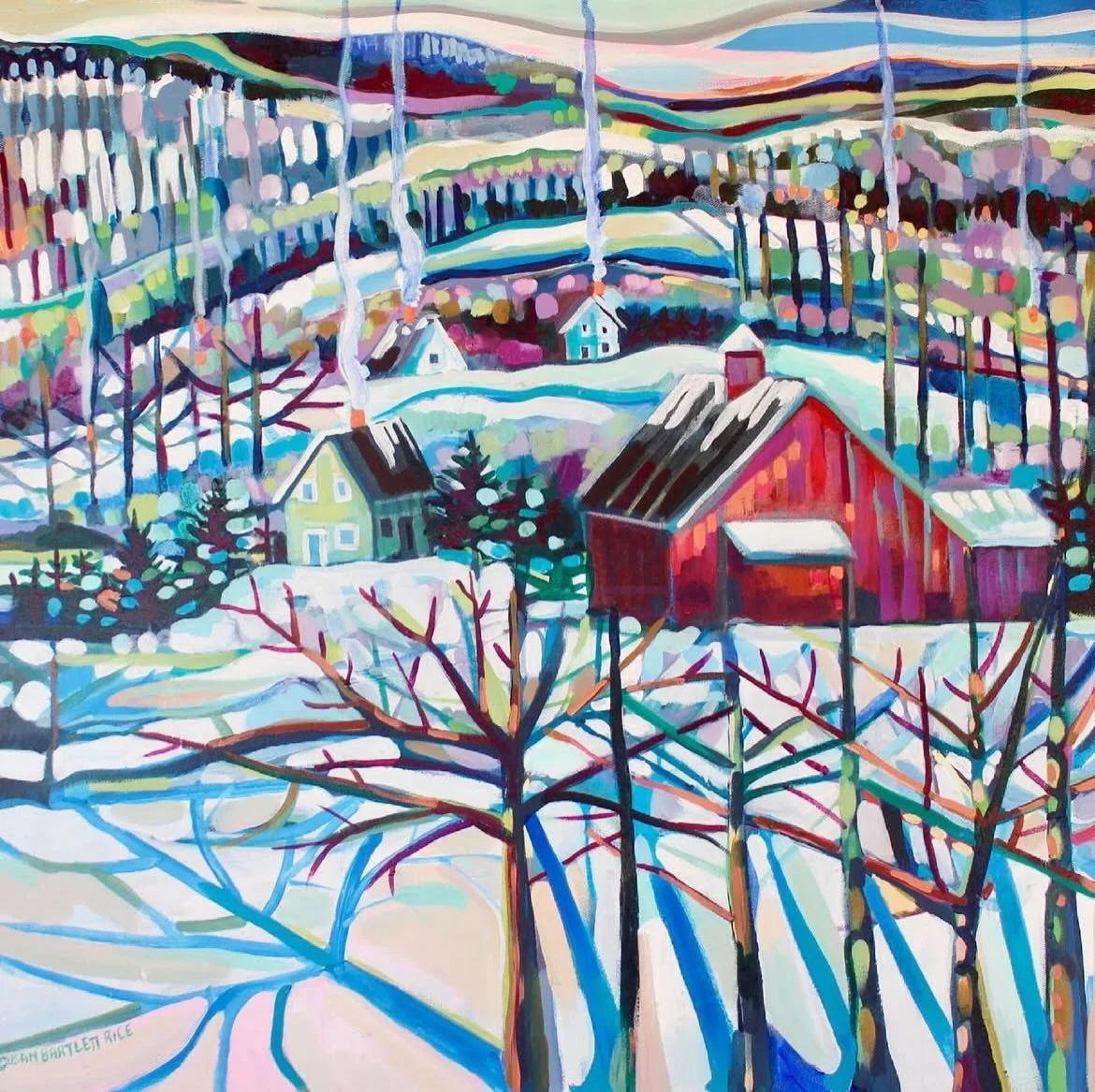 smoke swirling from chimneys always feels so nostalgic to me. Things are winding down in my studio as we get ready for the holidays! 

Happy Christmastime! 

SusanBartlett Rice
&ldquo;Mountainside Chimneys&rdquo;
30x30
2021 sold