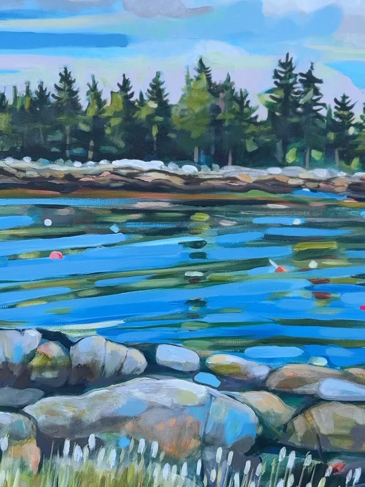 Painting summer during winter always helps my state of mind. This commission of a special Maine memory now hangs in North Carolina ☀️

Susan Bartlett Rice
36x36
Acrylic on canvas 
2026
Commission