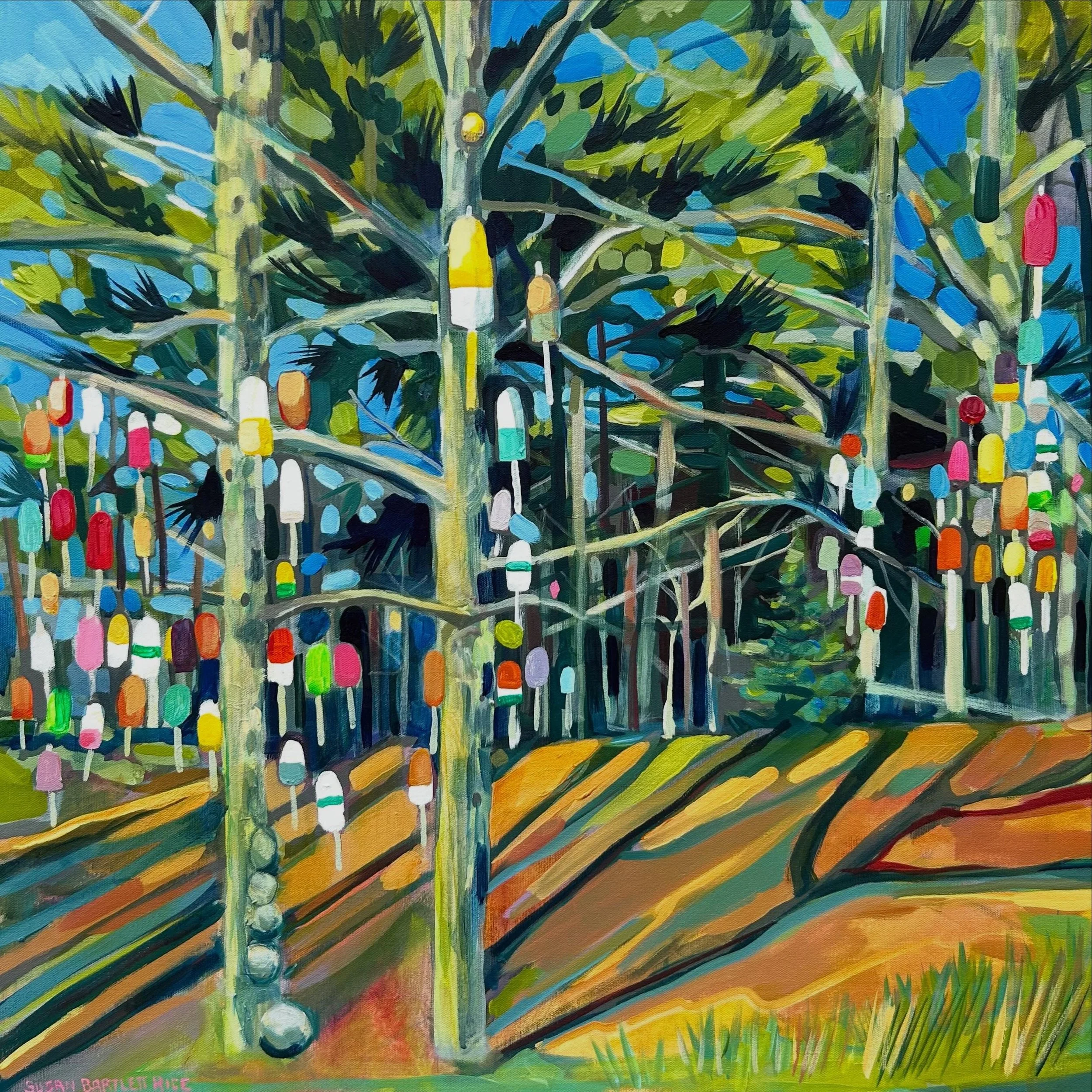 Brightly colored buoys scattered throughout the coast have always caught my eye. Attached to lobster traps, they dot the water's surface like sprinkles on a cake. 

When they wash ashore, many decorate their boathouses, bait sheds, gardens and backya